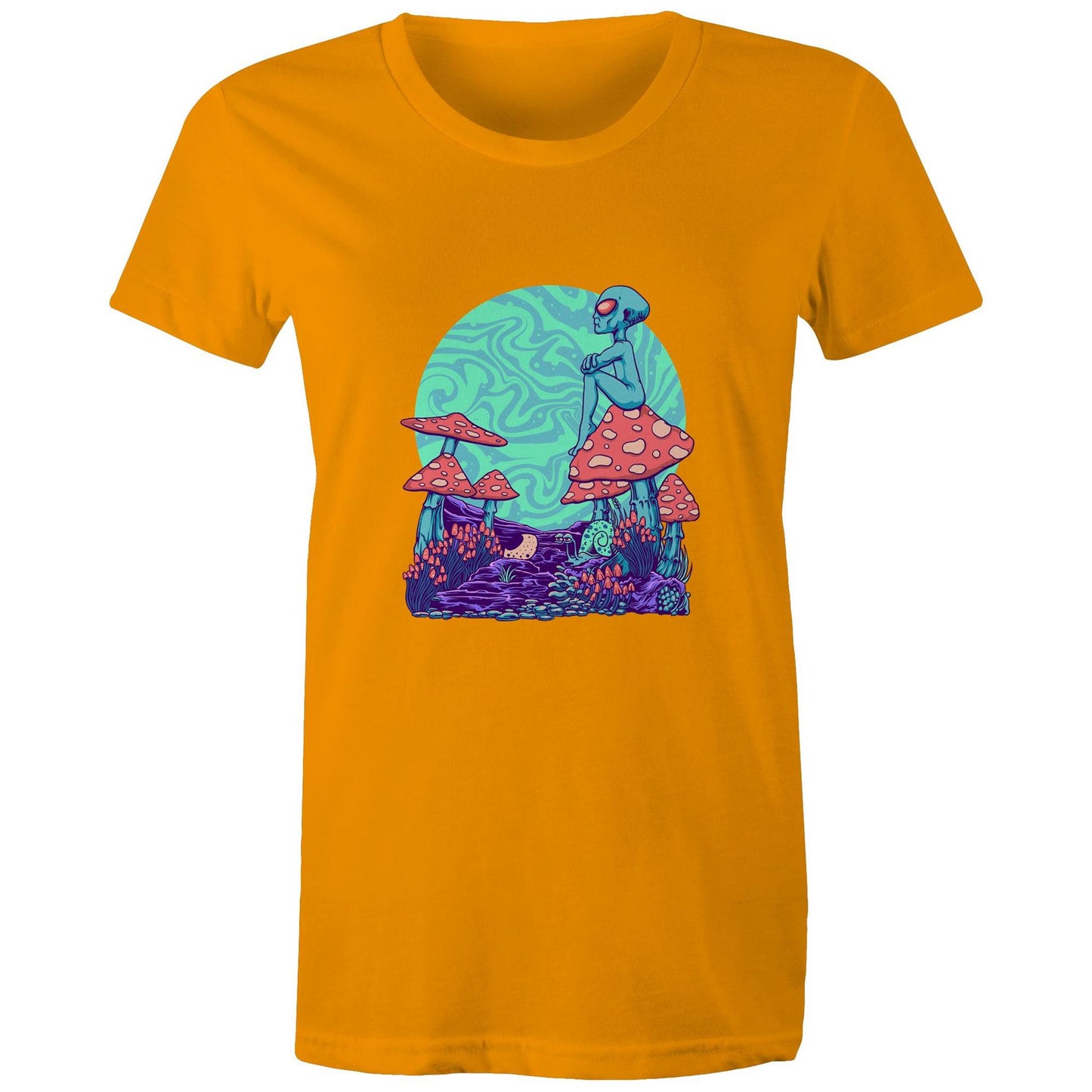 Women's Earthfolk T shirt - Trippy Vibes - The Crescent Moon