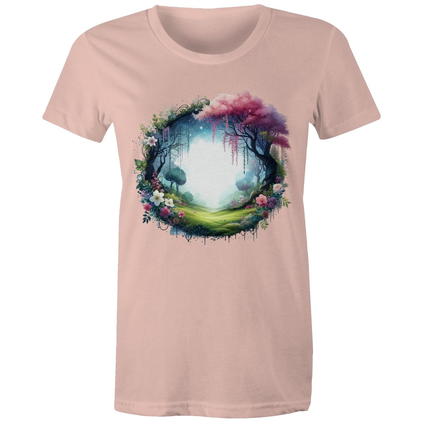 Women's Earthfolk Printed T shirt - Magickal Portal - The Crescent Moon