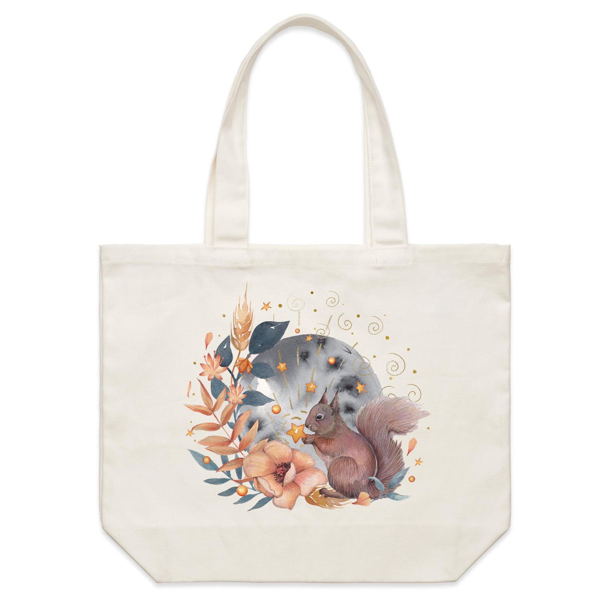 Earthfolk Canvas Tote Bag - Water Squirrel - The Crescent Moon