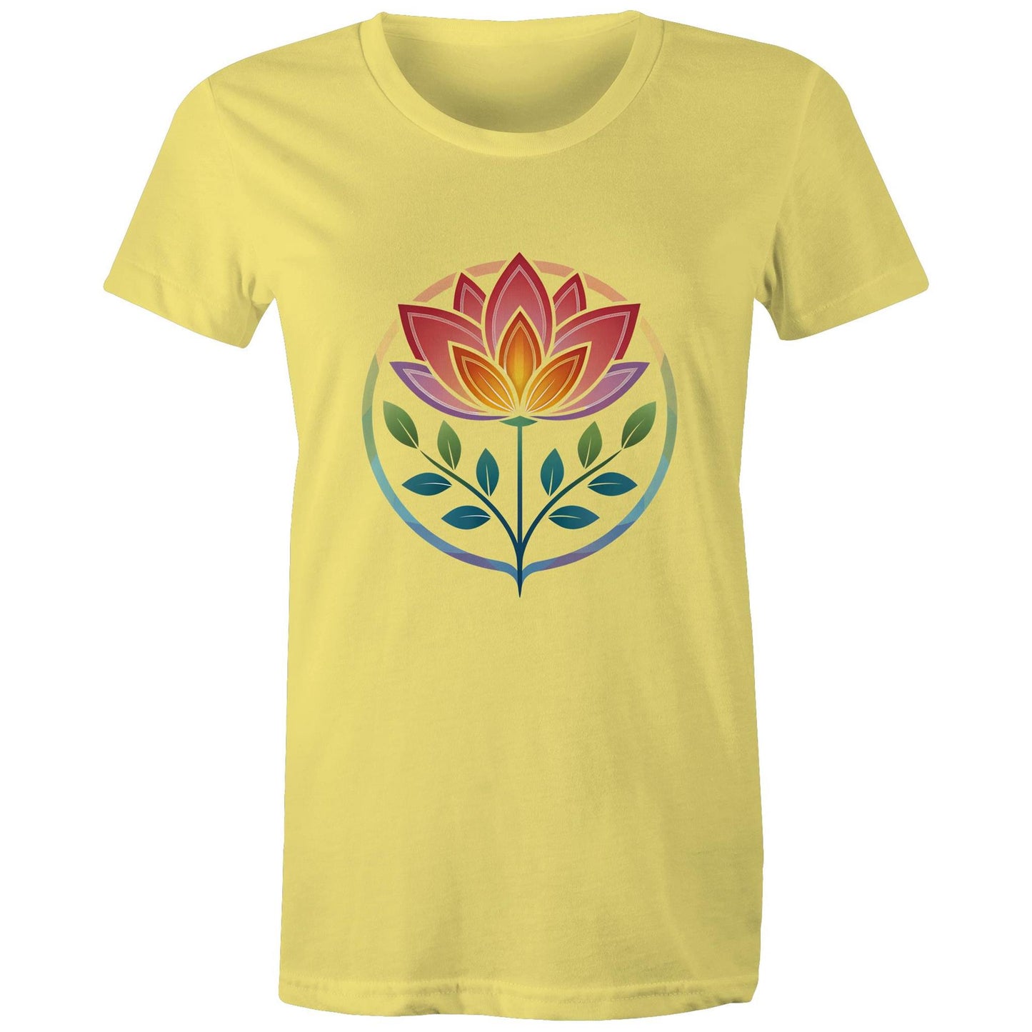 Women's Earthfolk T shirt - Radiant Lotus - The Crescent Moon
