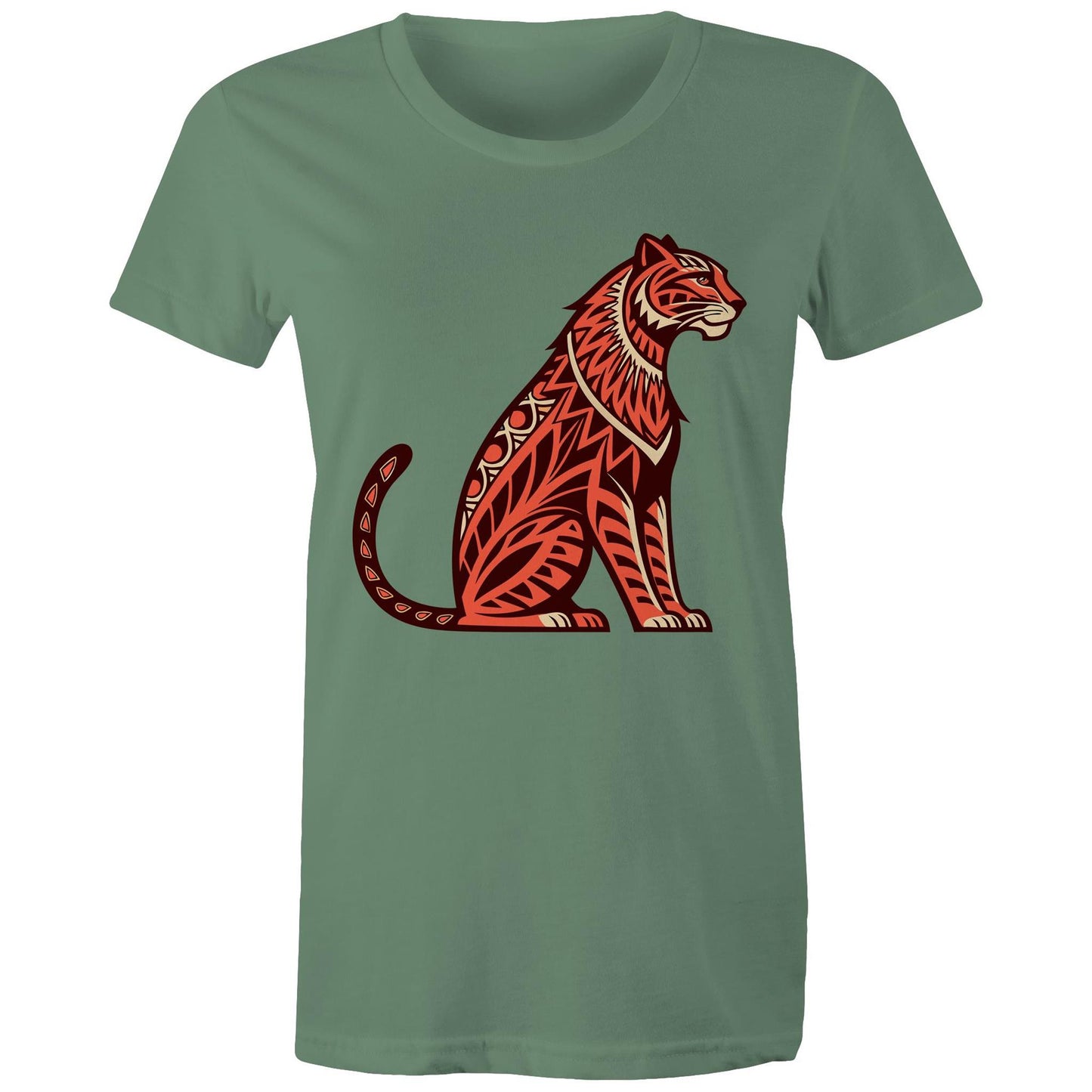 Women's Earthfolk Printed T shirt - Tribal Tiger - The Crescent Moon