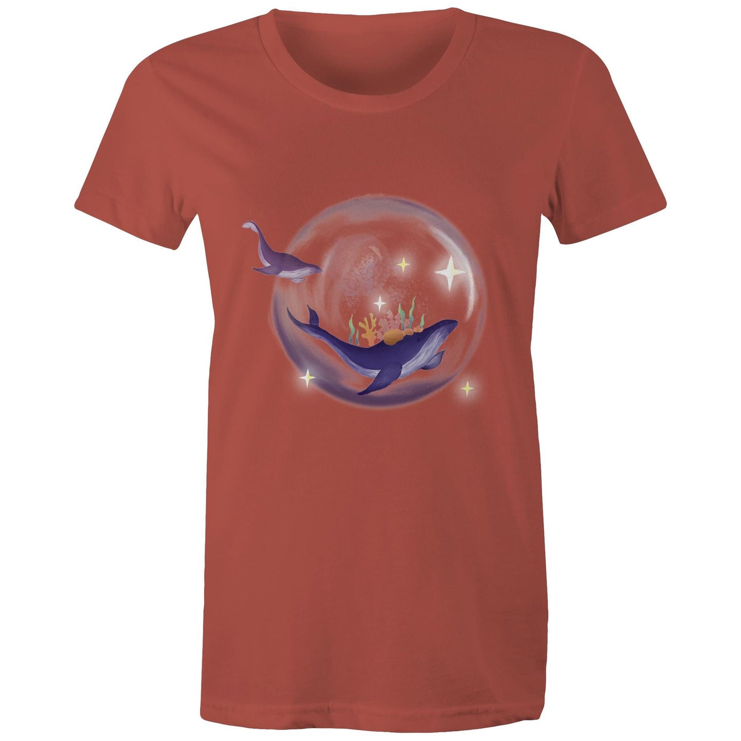 Women's T-shirt by Earthfolk - Crystal Ball Whale - The Crescent Moon