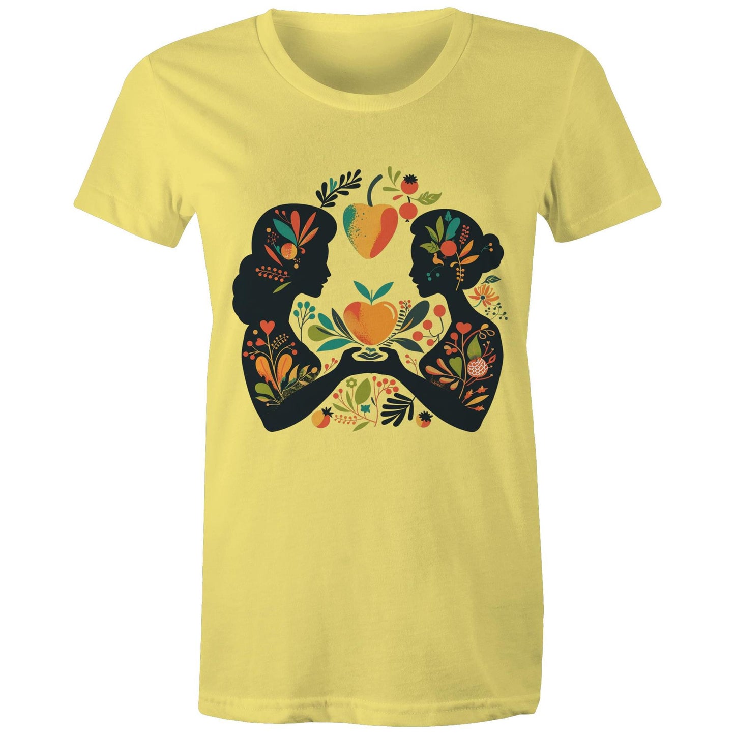 Women's Earthfolk T shirt - Folk Art - The Crescent Moon