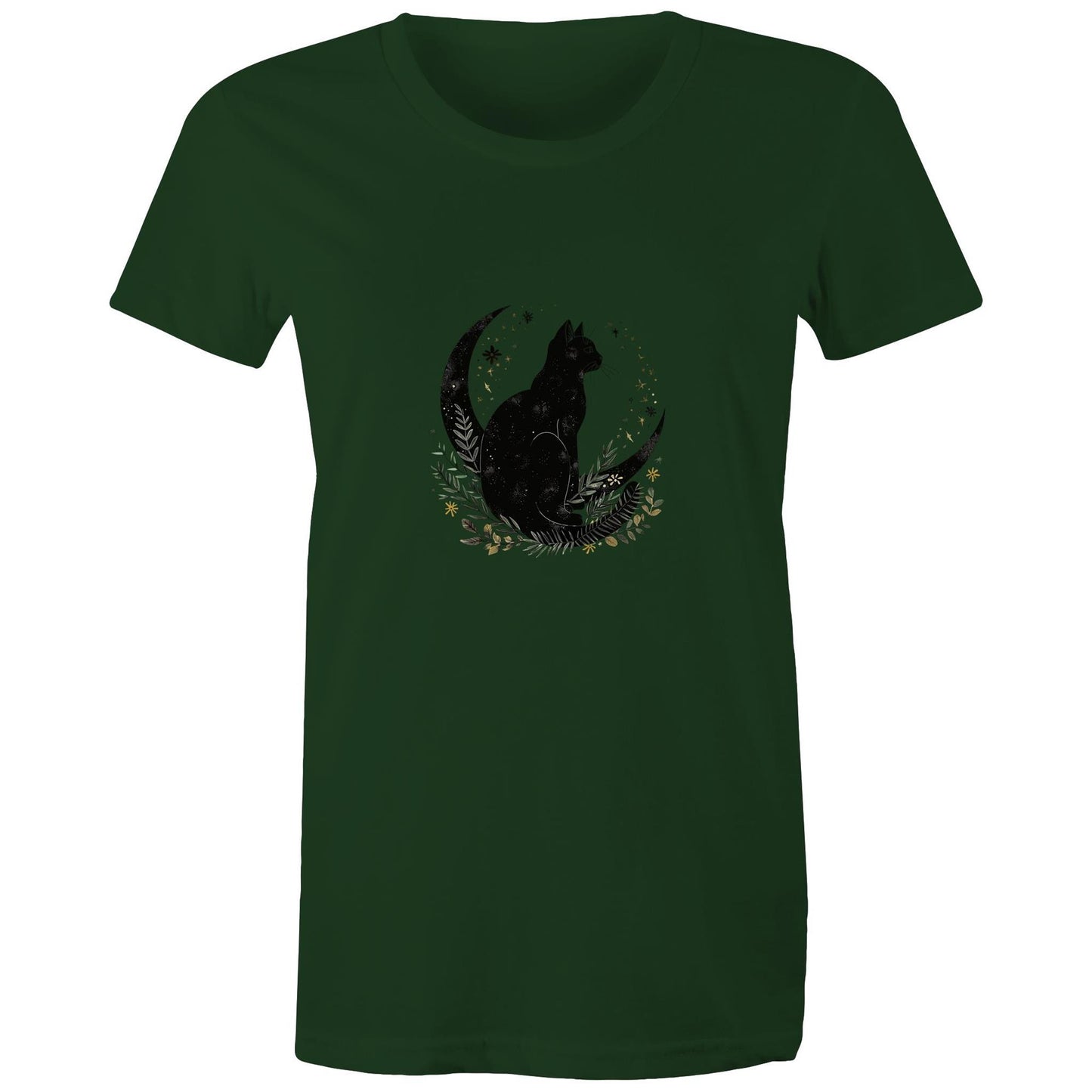 Earthfolk Printed T Shirt - Women's Relaxed Fit - Moon Cat