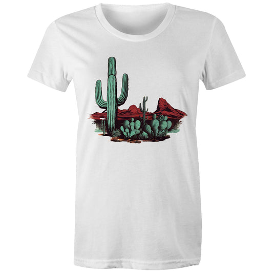 Women's Earthfolk T shirt - Cactus Desert - The Crescent Moon