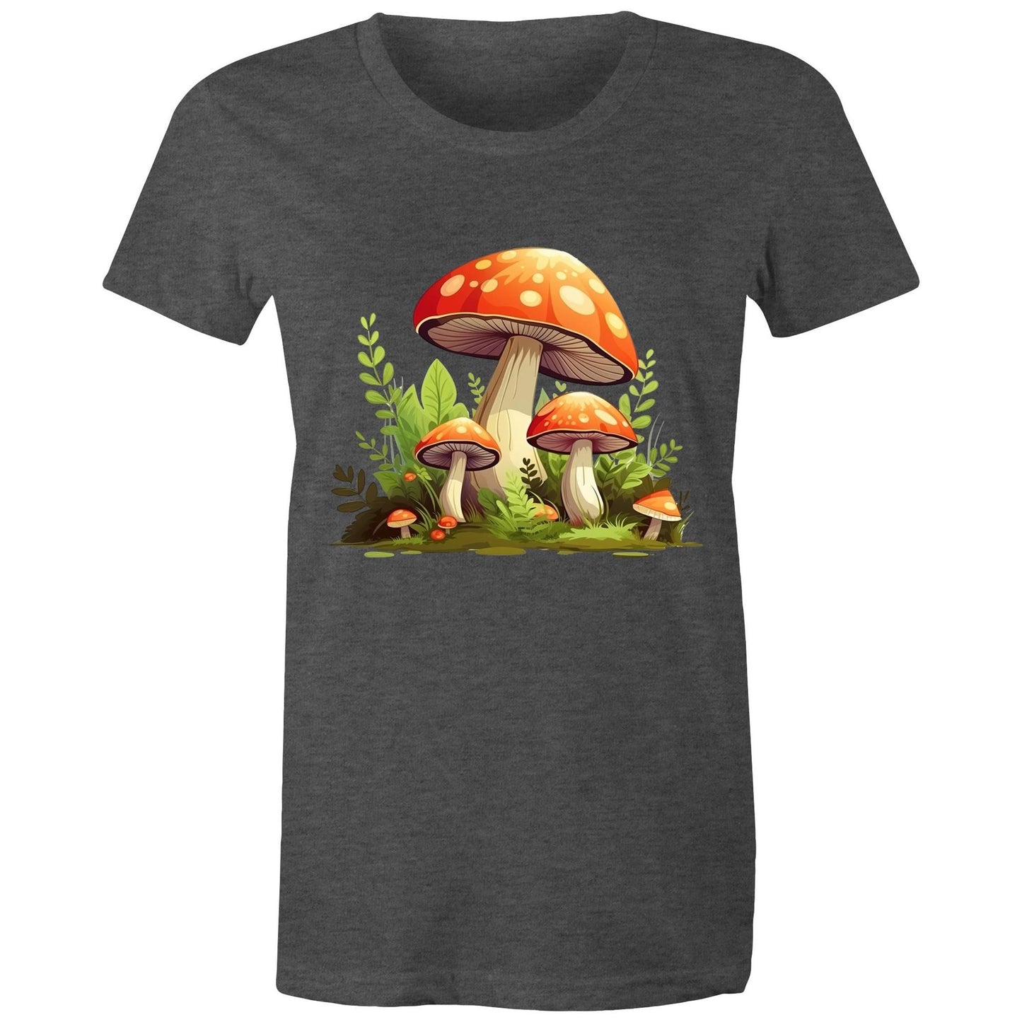 Women's Earthfolk Printed T shirt - Woodland Mushrooms - The Crescent Moon