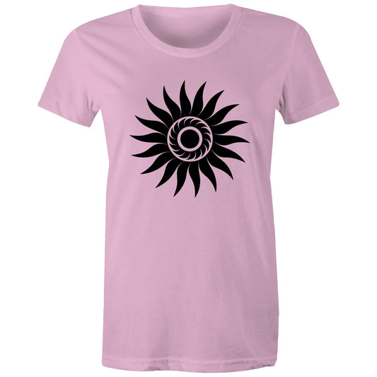 Women's Earthfolk T shirt - Spiral Sun - The Crescent Moon