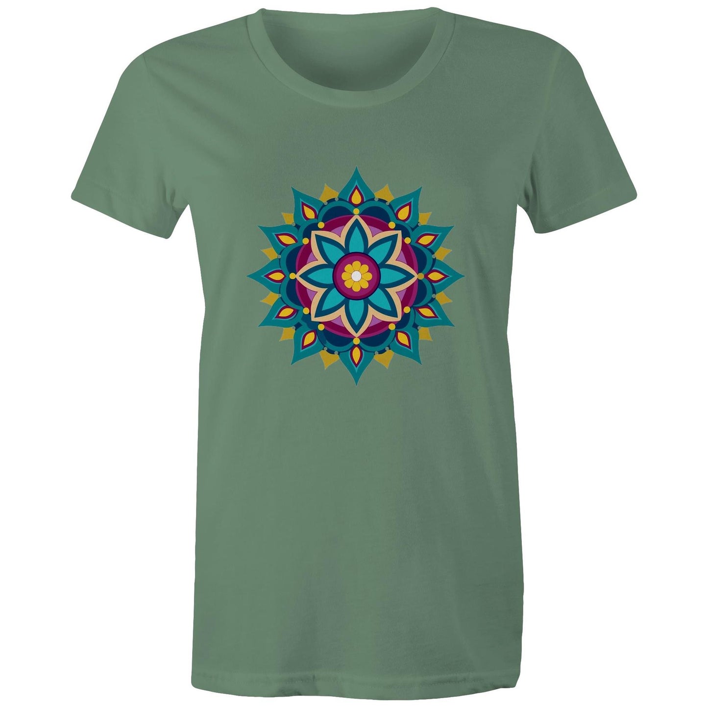 Women's Earthfolk T shirt - Mandala Blue - The Crescent Moon