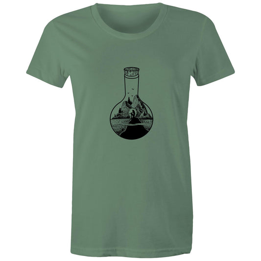 Women's Earthfolk t shirt - Mermaid in a bottle - The Crescent Moon