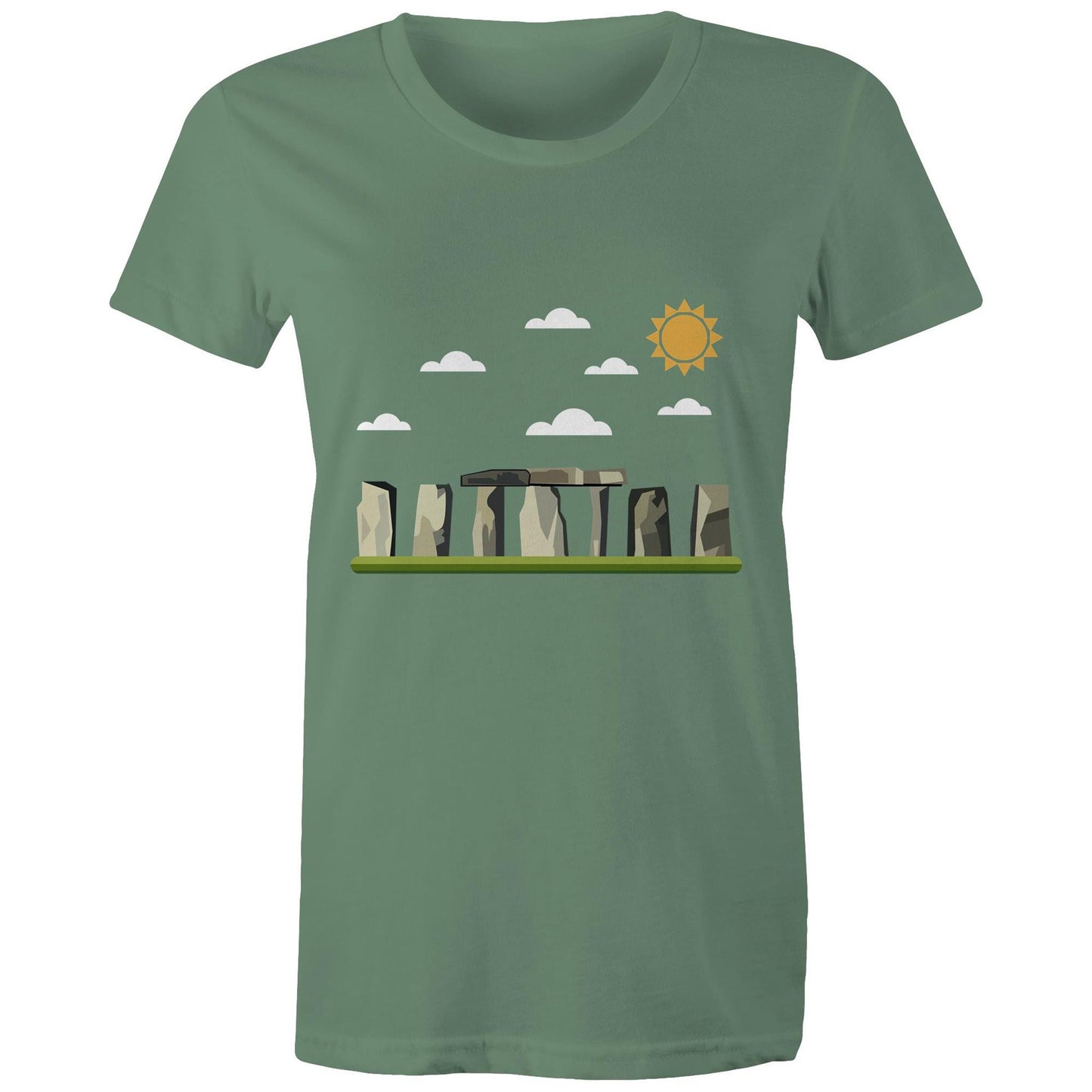 Women's Earthfolk T shirt - Standing Stones - The Crescent Moon