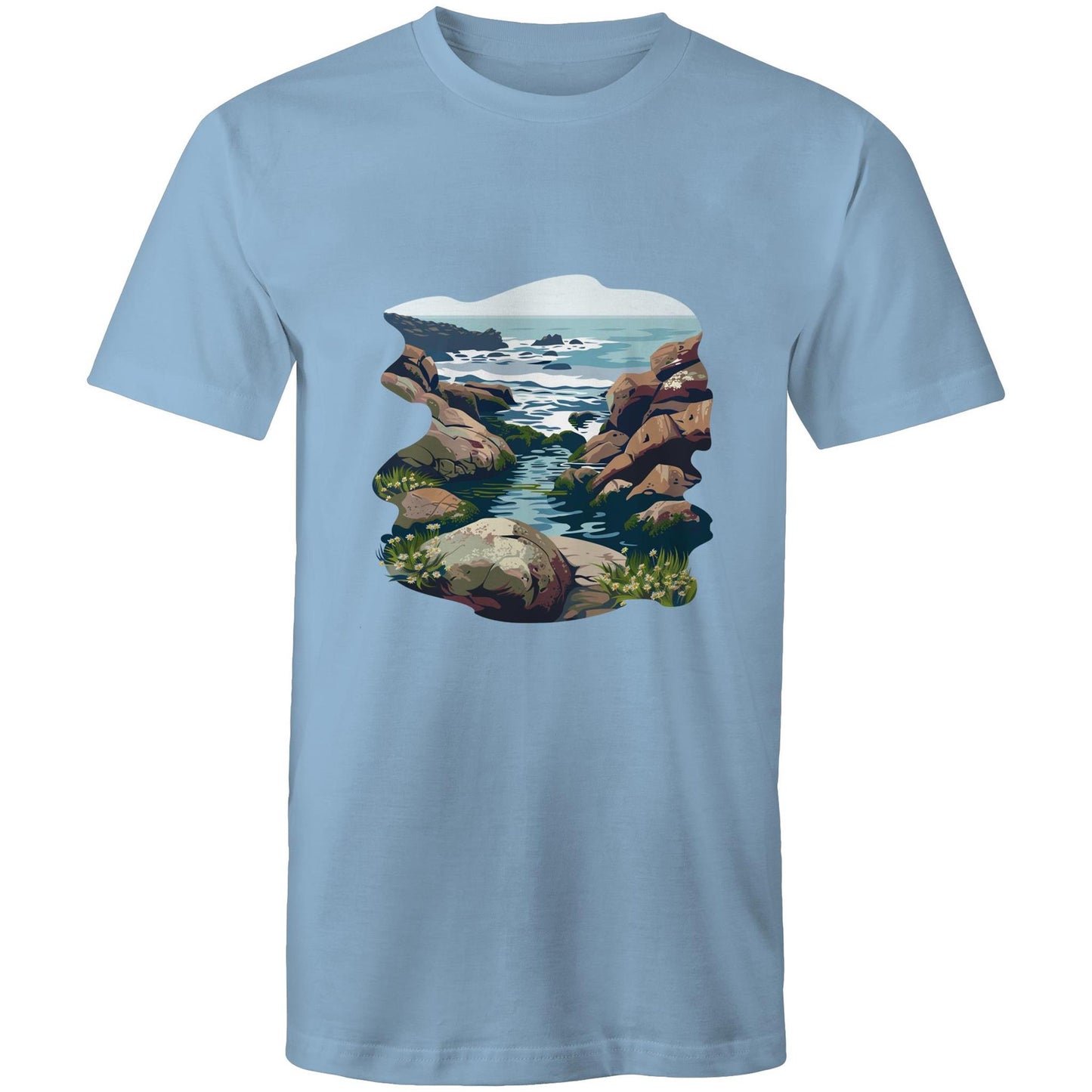 Earthfolk Printed T shirt - Mens Relaxed Fit - Rock Pool Rambles - The Crescent Moon