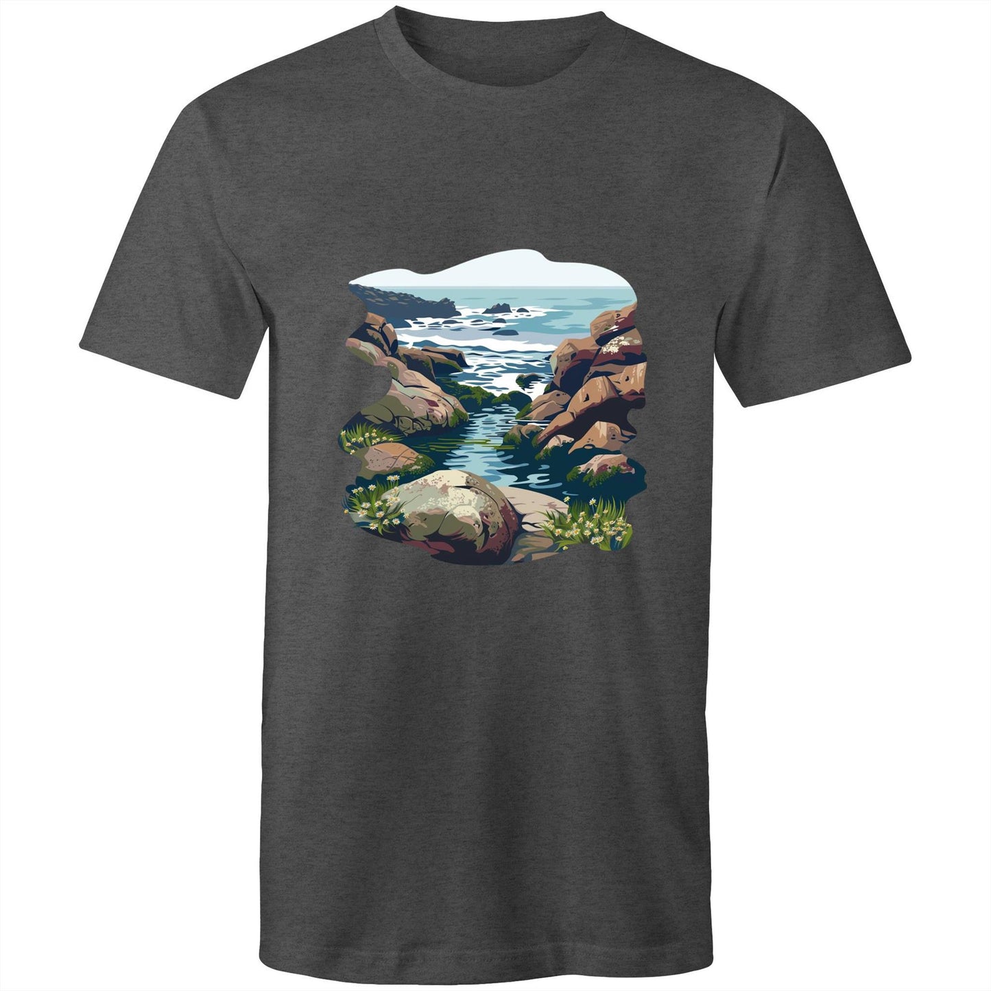 Earthfolk Printed T shirt - Mens Relaxed Fit - Rock Pool Rambles - The Crescent Moon