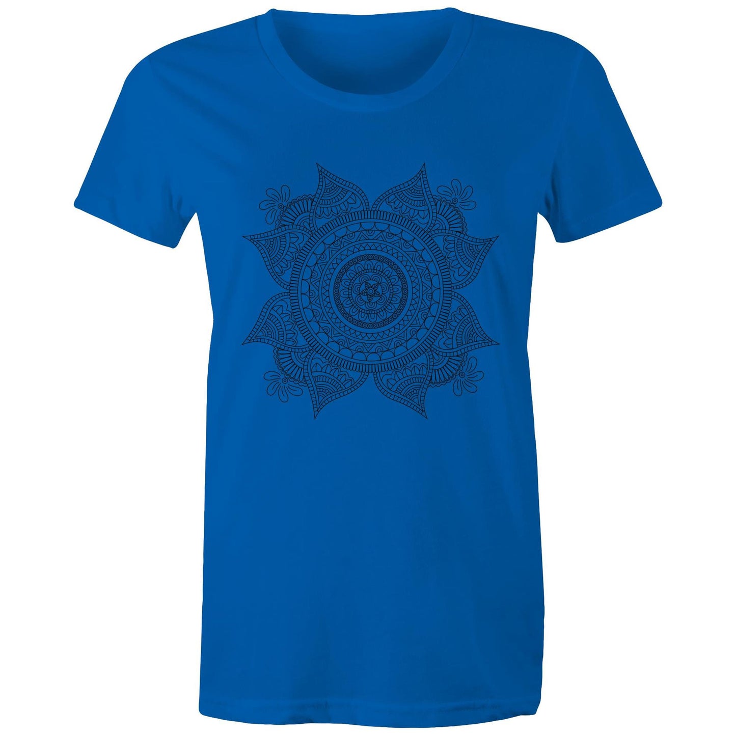 Women's Earthfolk T shirt - Mandala Mono - The Crescent Moon