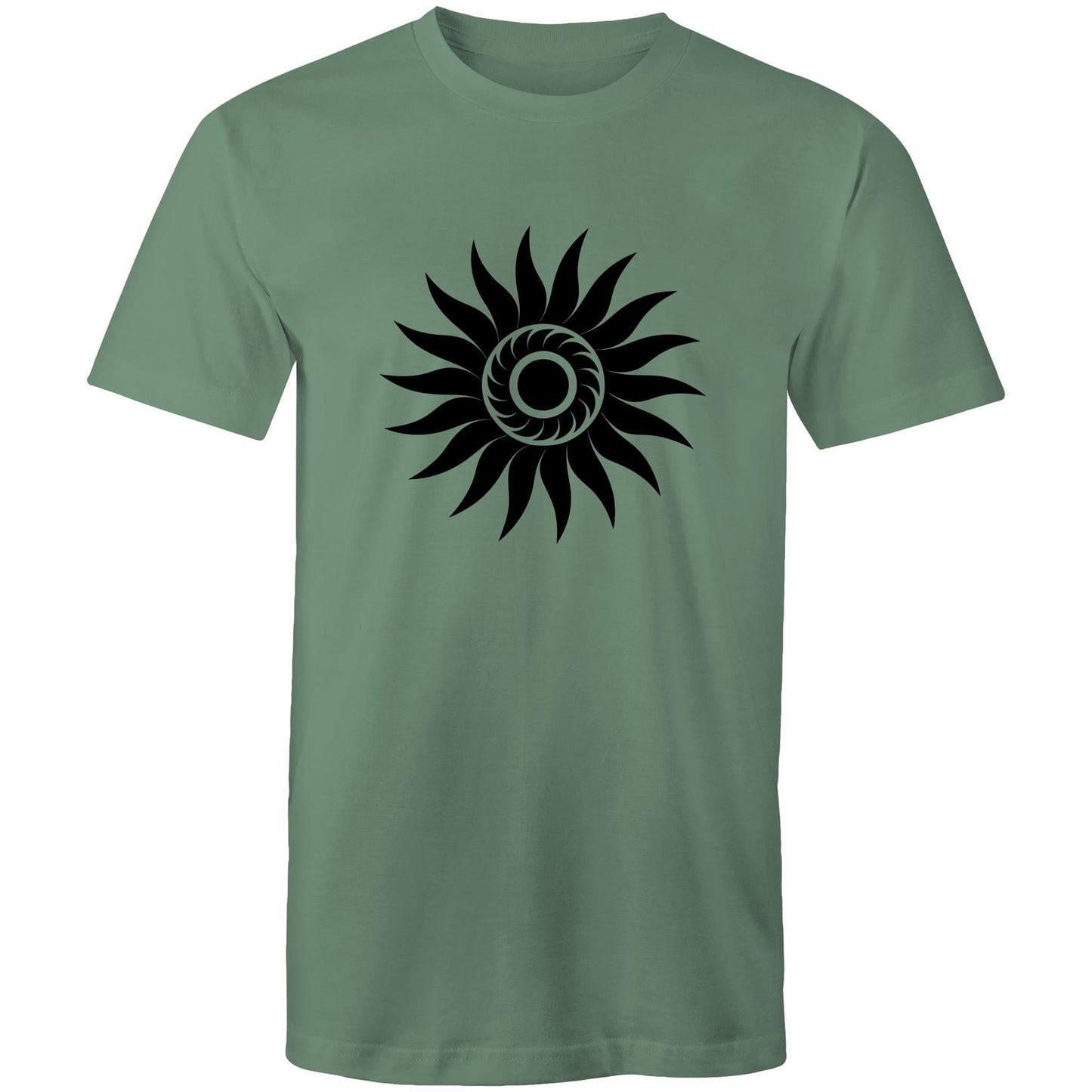 Men's Earthfolk T shirt - Spiral Sun - The Crescent Moon