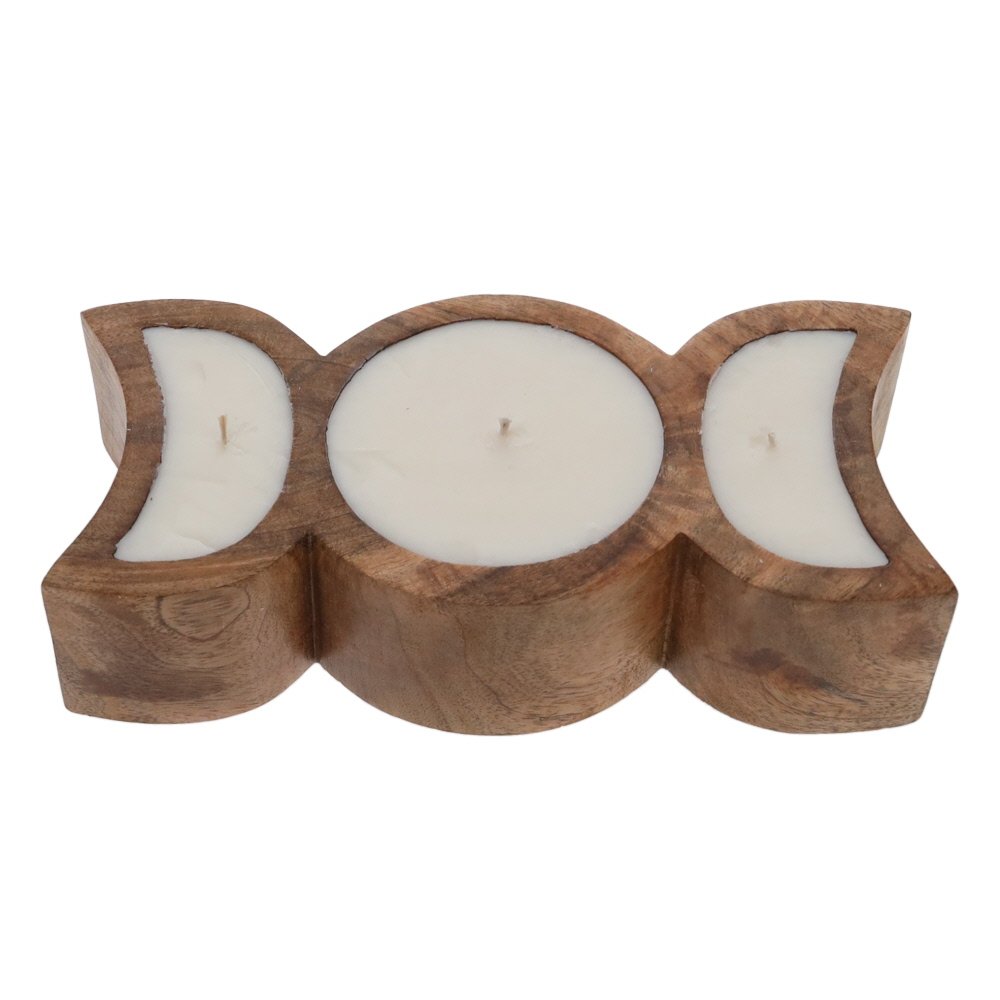 Triple Moon Wooden candle - The Crescent Moon