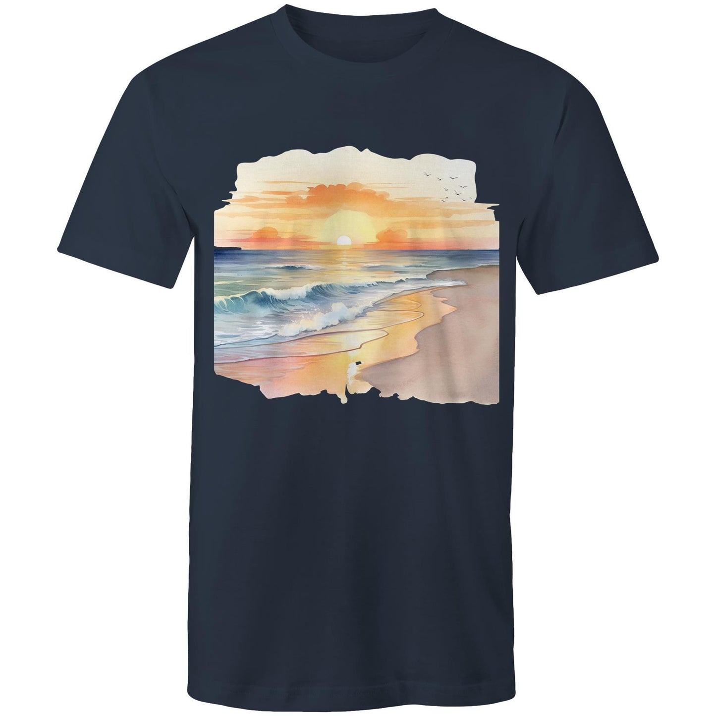 Men's Earthfolk Printed T shirt - Water colour Sunset - The Crescent Moon