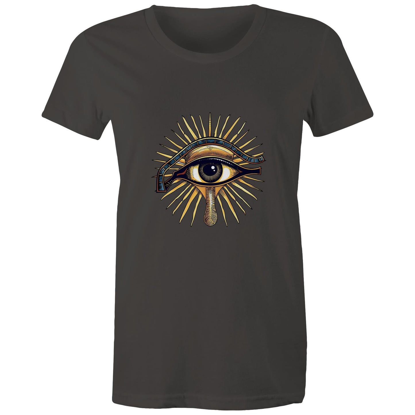 Women's Earthfolk T shirt - Eye of Horus - The Crescent Moon