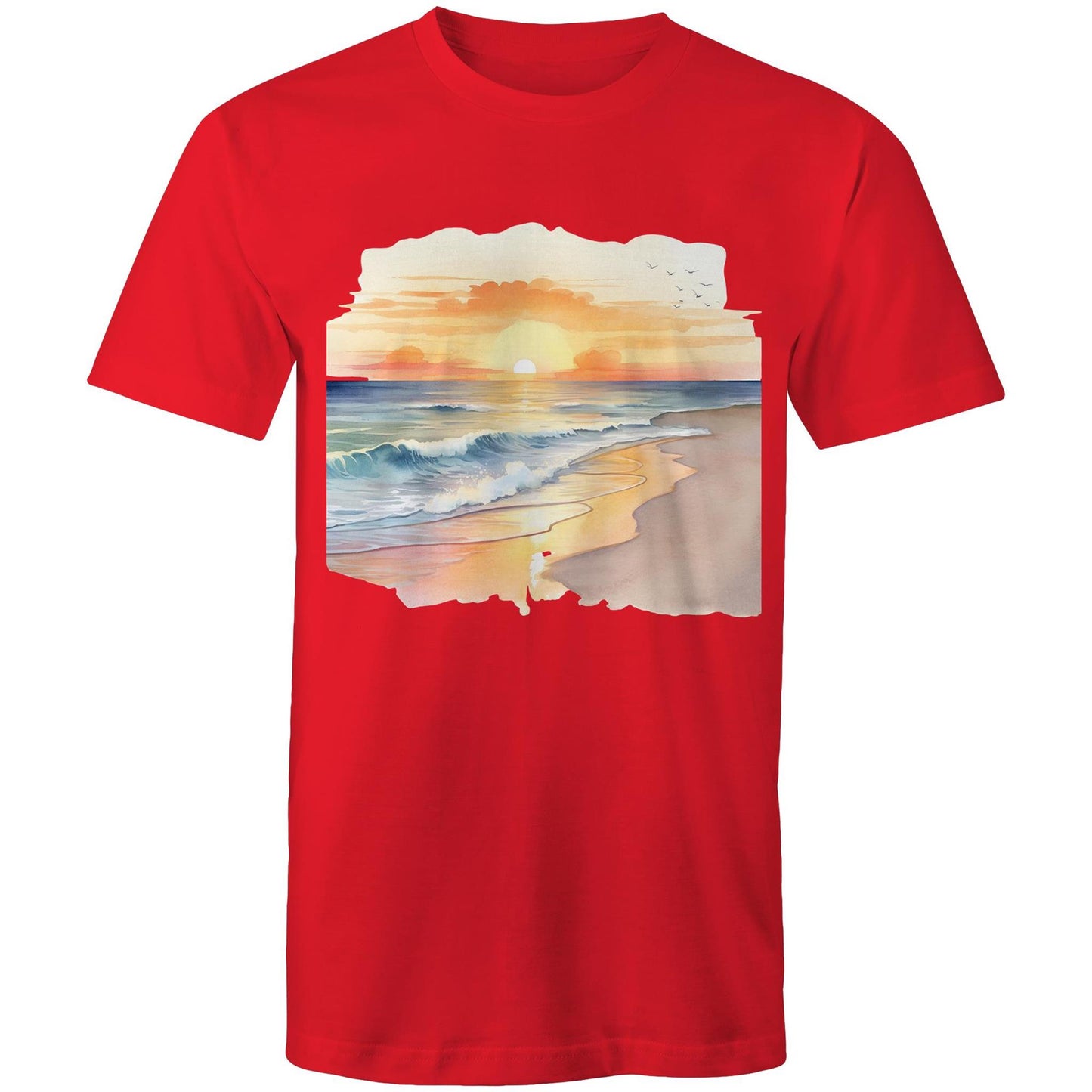 Men's Earthfolk Printed T shirt - Water colour Sunset - The Crescent Moon