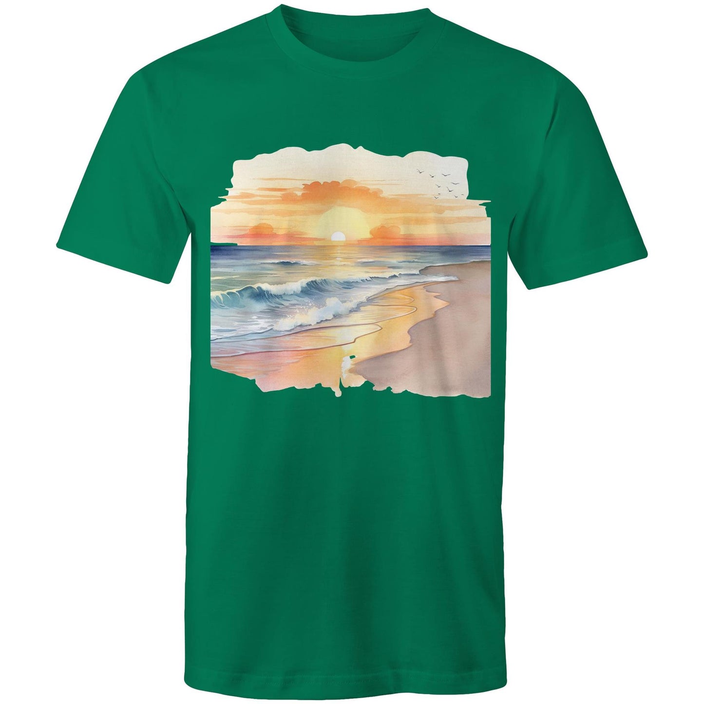Men's Earthfolk Printed T shirt - Water colour Sunset - The Crescent Moon
