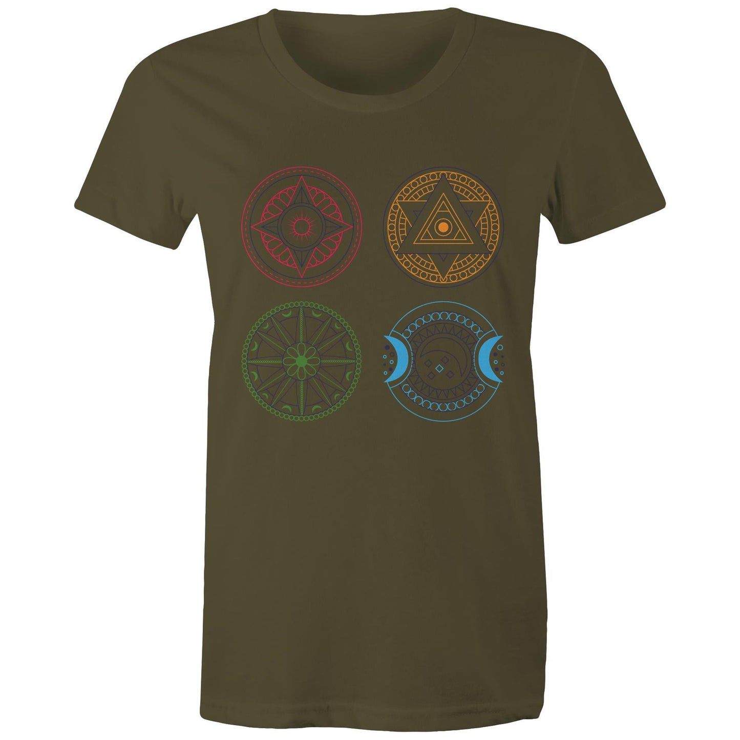 Women's Earthfolk Printed T shirt - Esoteric Mandala - The Crescent Moon