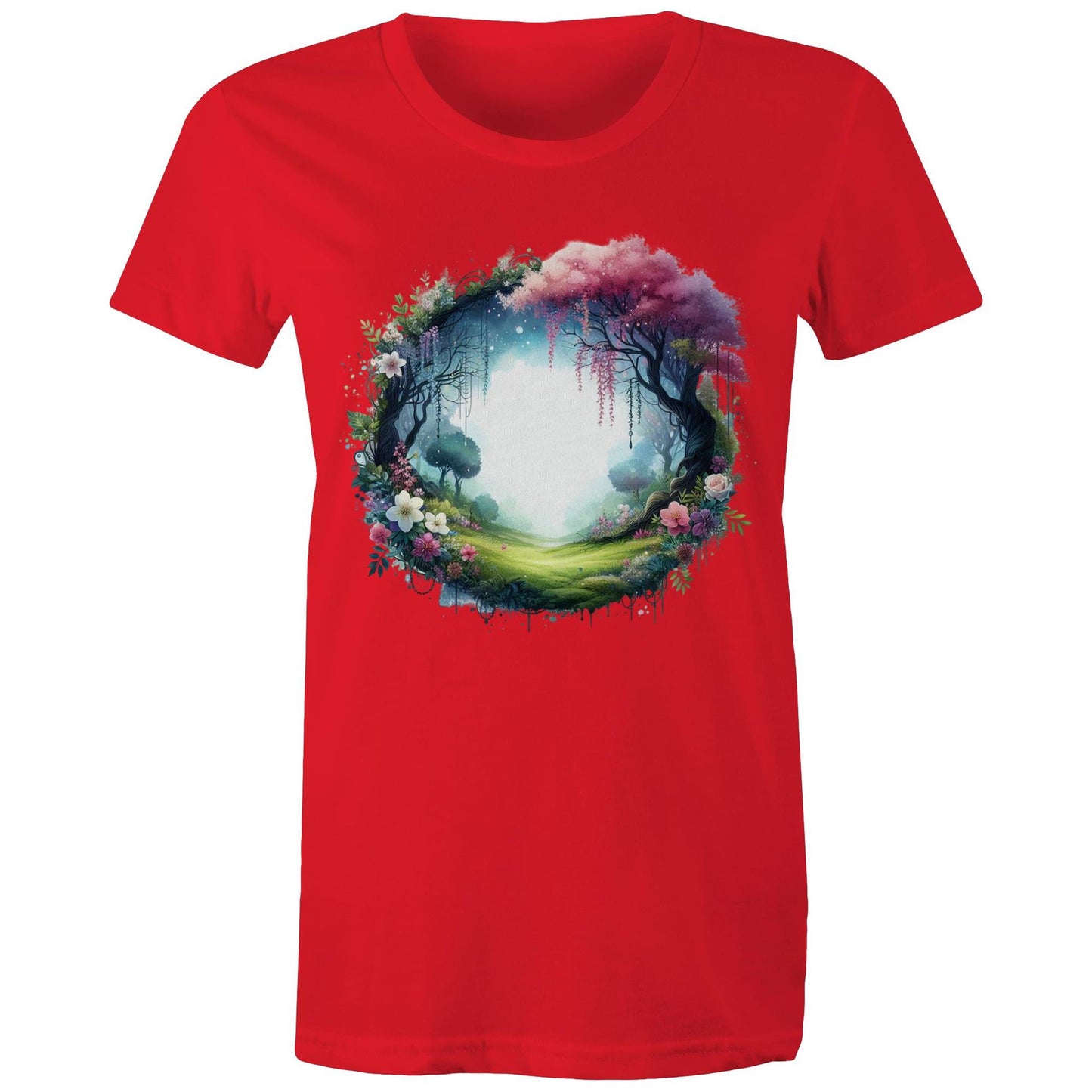 Women's Earthfolk Printed T shirt - Magickal Portal - The Crescent Moon