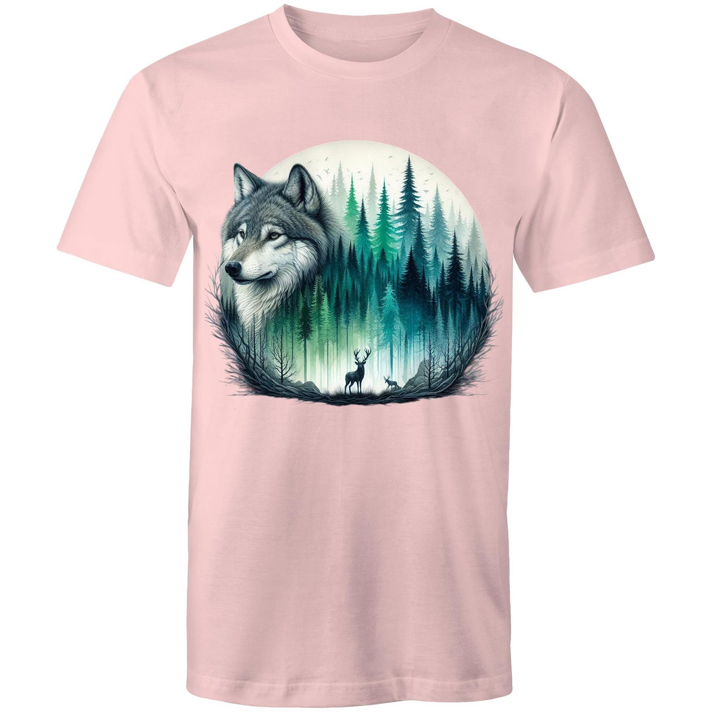 Men's Earthfolk T shirt - Wolf Landscape - The Crescent Moon