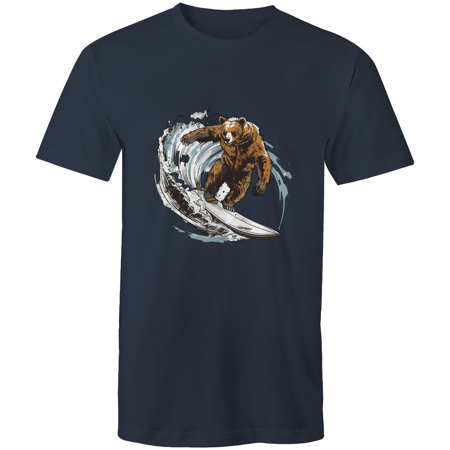 Men's Earthfolk T shirt - Grizzly Surfer - The Crescent Moon