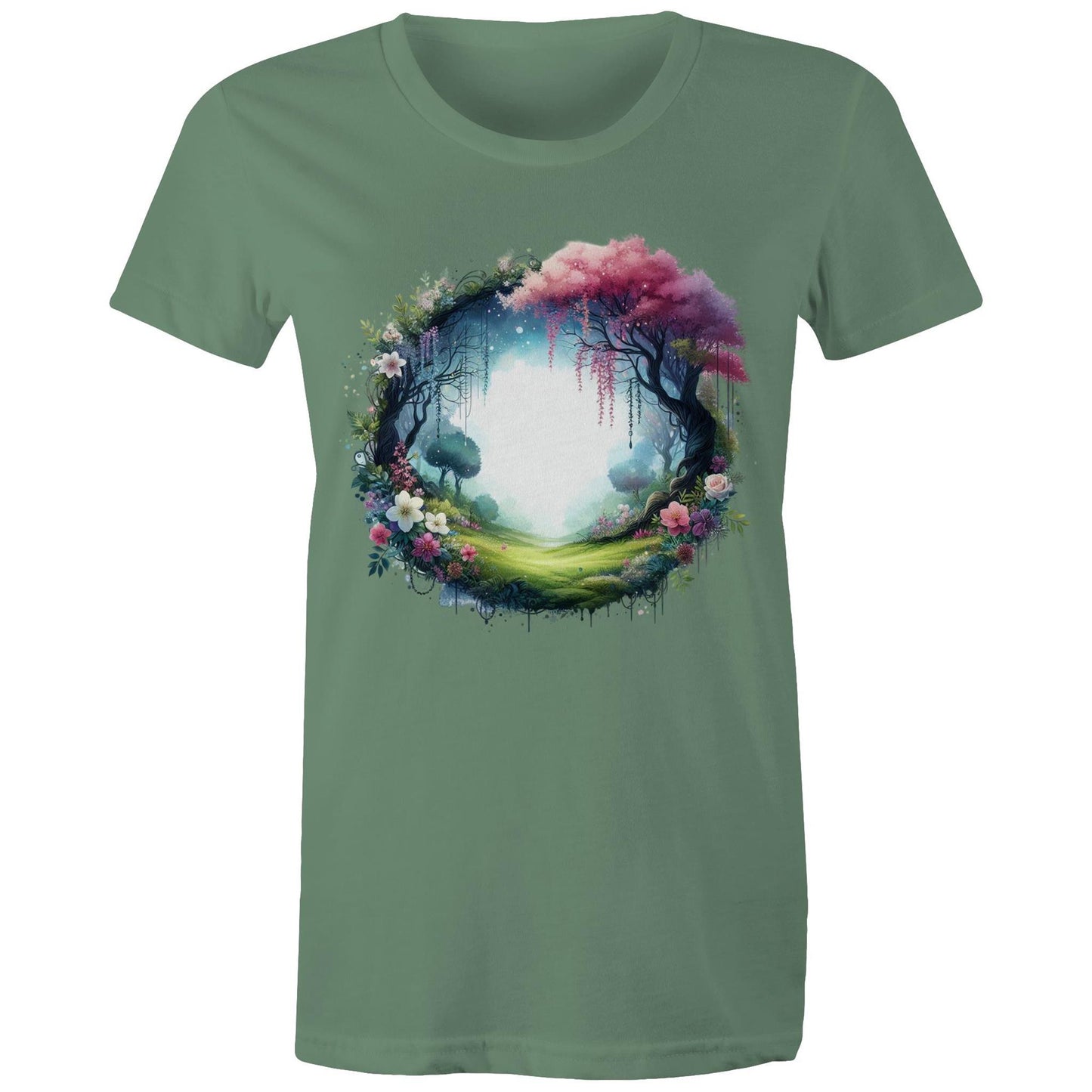 Women's Earthfolk Printed T shirt - Magickal Portal - The Crescent Moon