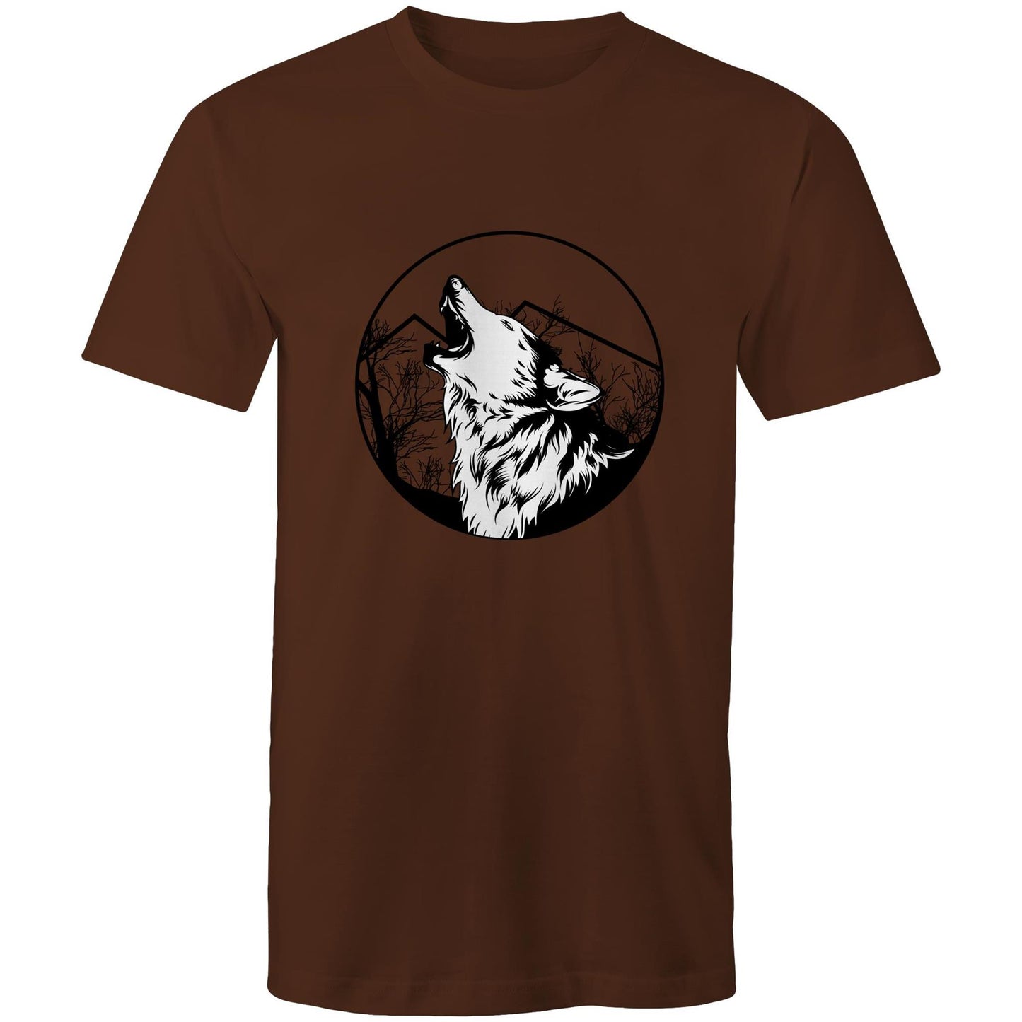 Men's Earthfolk Printed T shirt - Howling Wolf - The Crescent Moon
