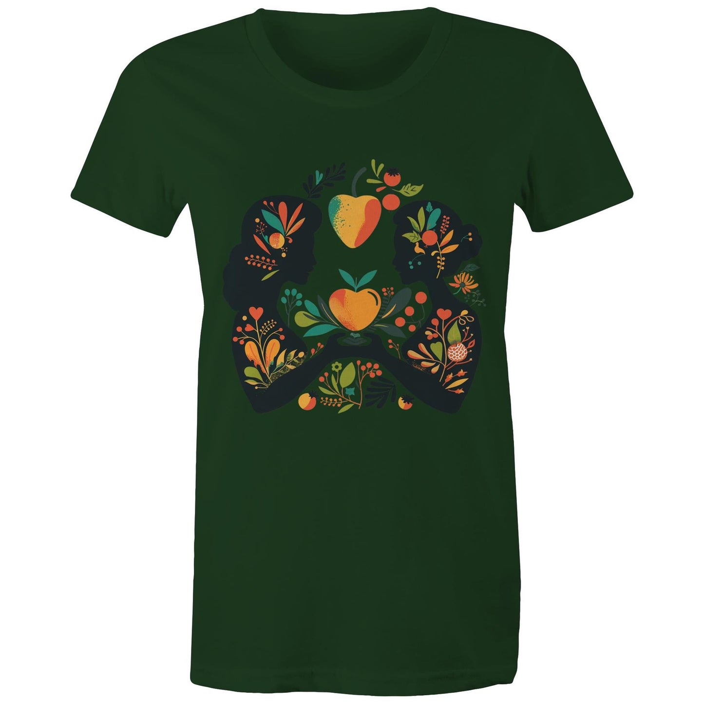 Women's Earthfolk T shirt - Folk Art - The Crescent Moon
