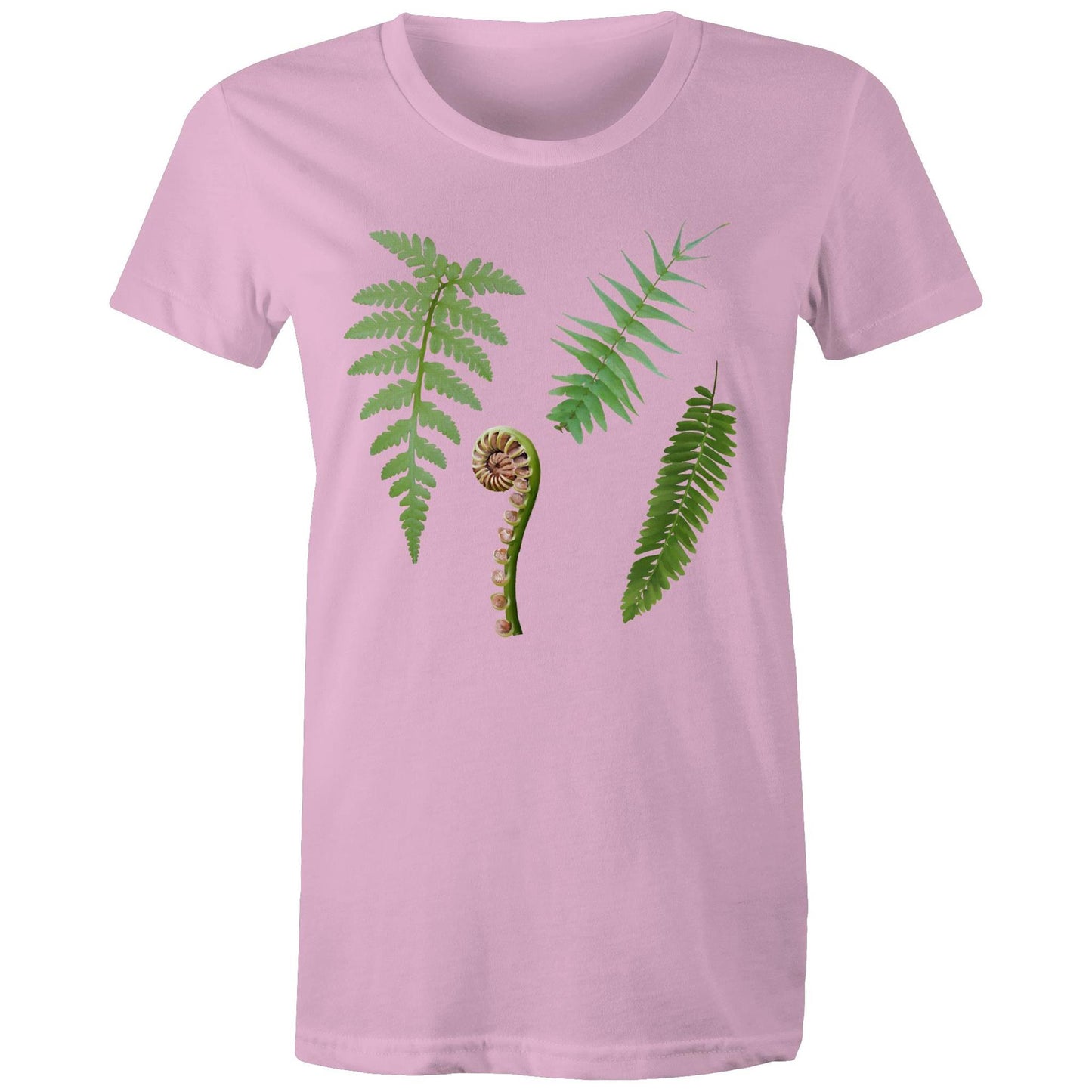 Women's Earthfolk T shirt -Ferns - The Crescent Moon