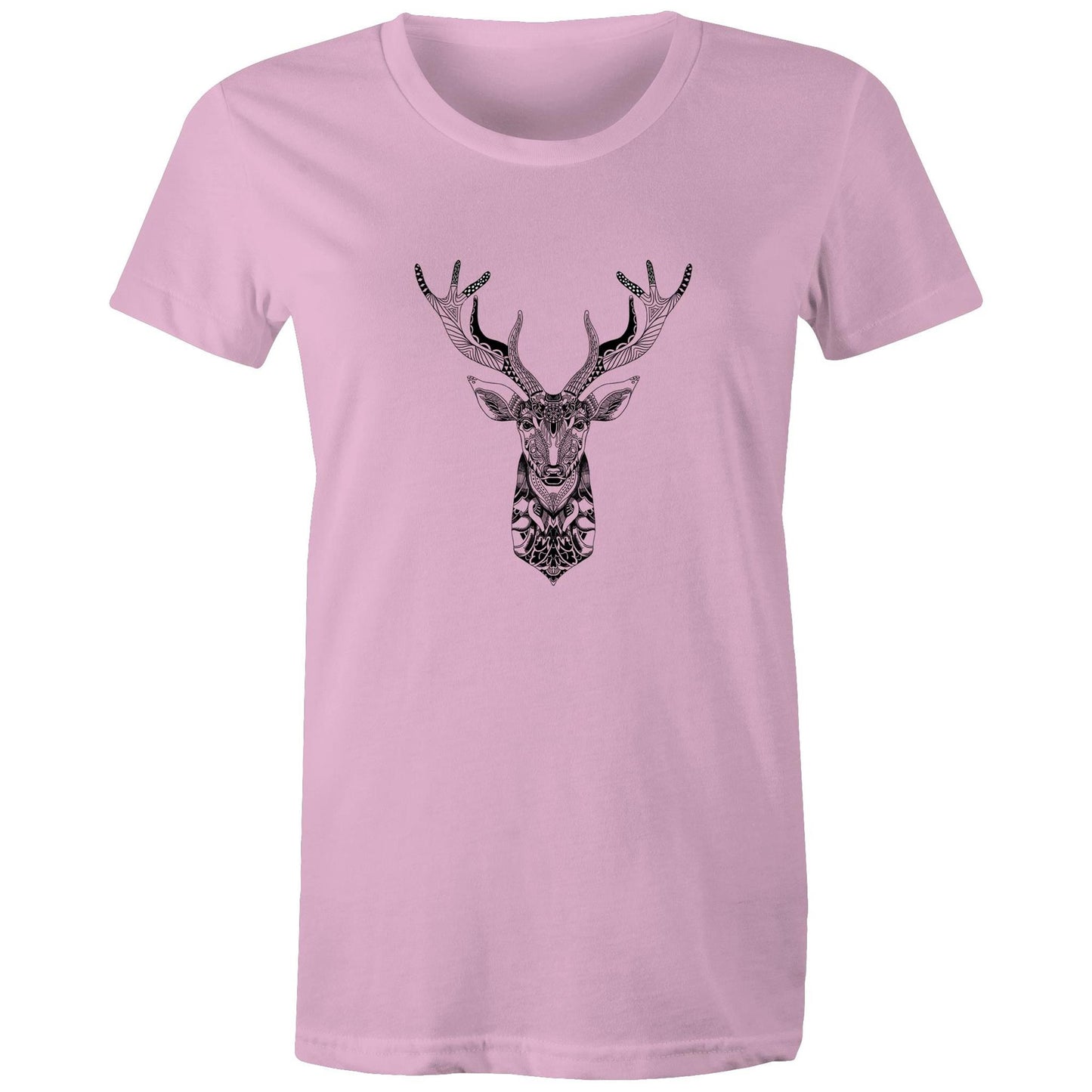 Women's Earthfolk Printed T shirt - Totem Deer - The Crescent Moon