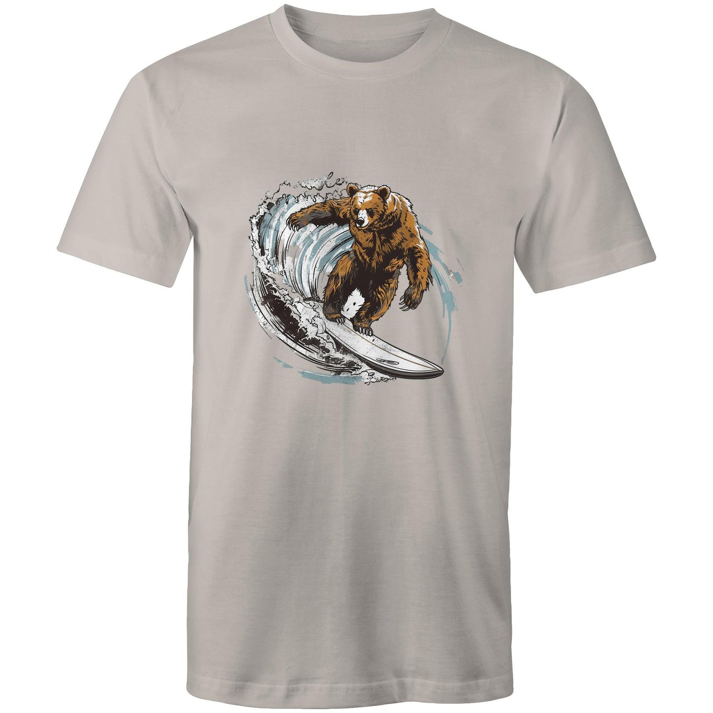 Men's Earthfolk T shirt - Grizzly Surfer - The Crescent Moon