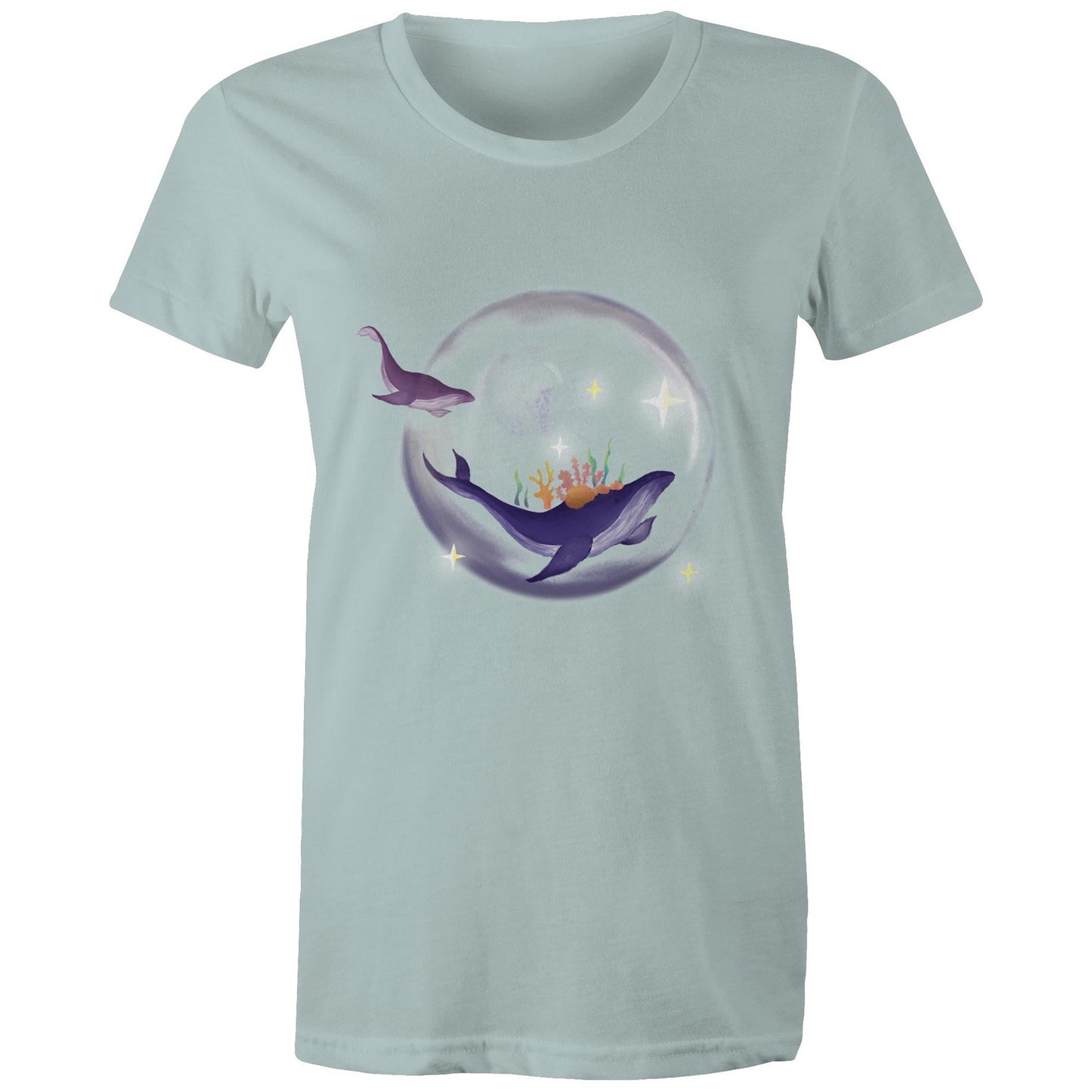 Women's T-shirt by Earthfolk - Crystal Ball Whale - The Crescent Moon
