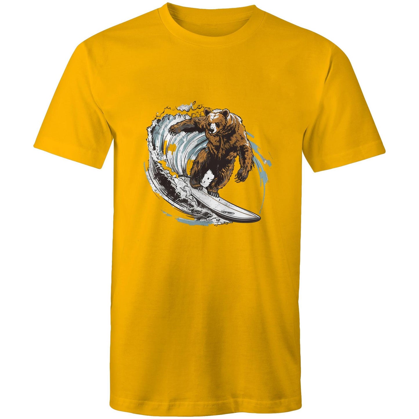 Men's Earthfolk T shirt - Grizzly Surfer - The Crescent Moon
