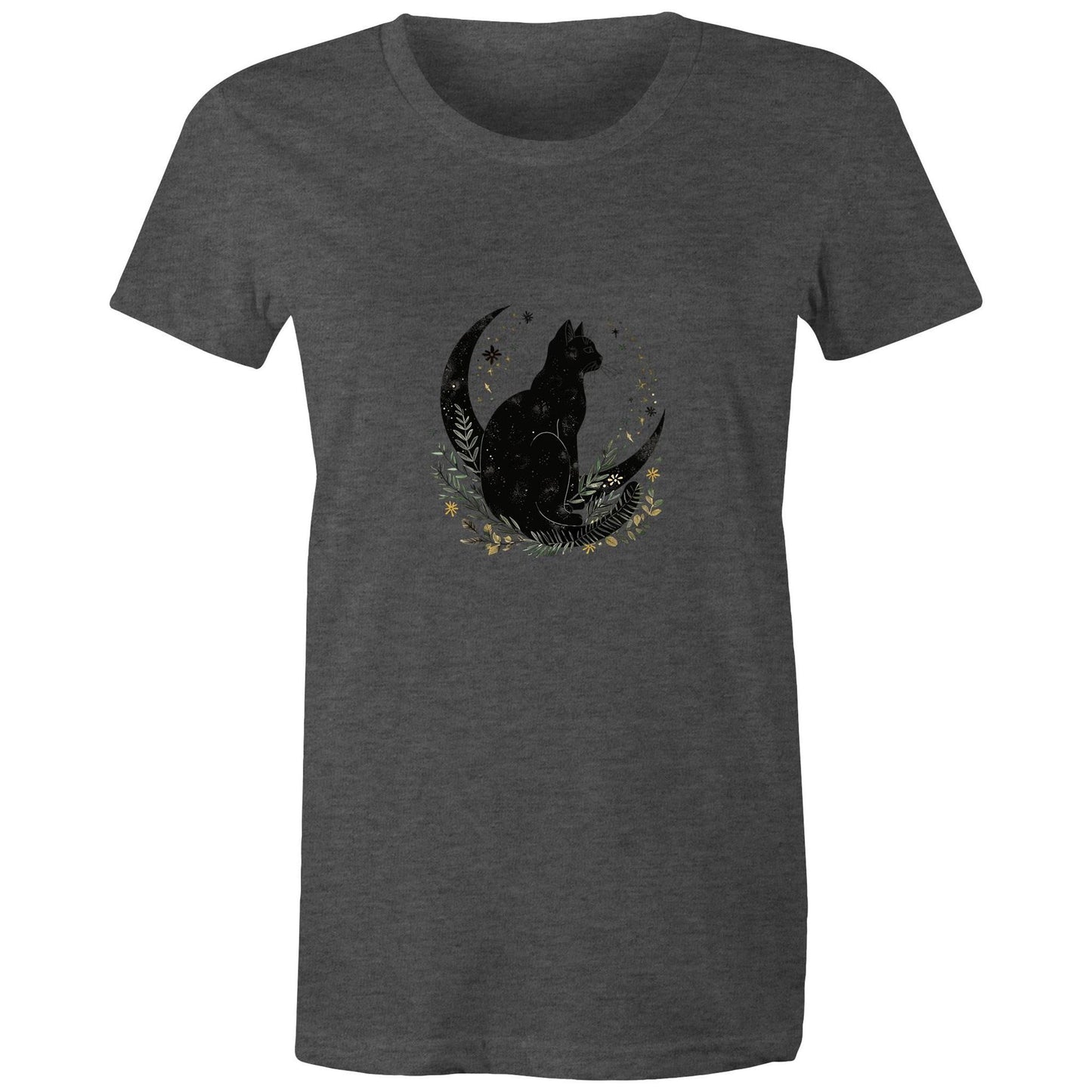 Earthfolk Printed T Shirt - Women's Relaxed Fit - Moon Cat