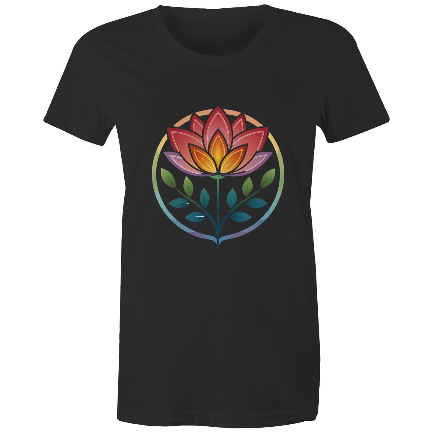 Women's Earthfolk T shirt - Radiant Lotus - The Crescent Moon