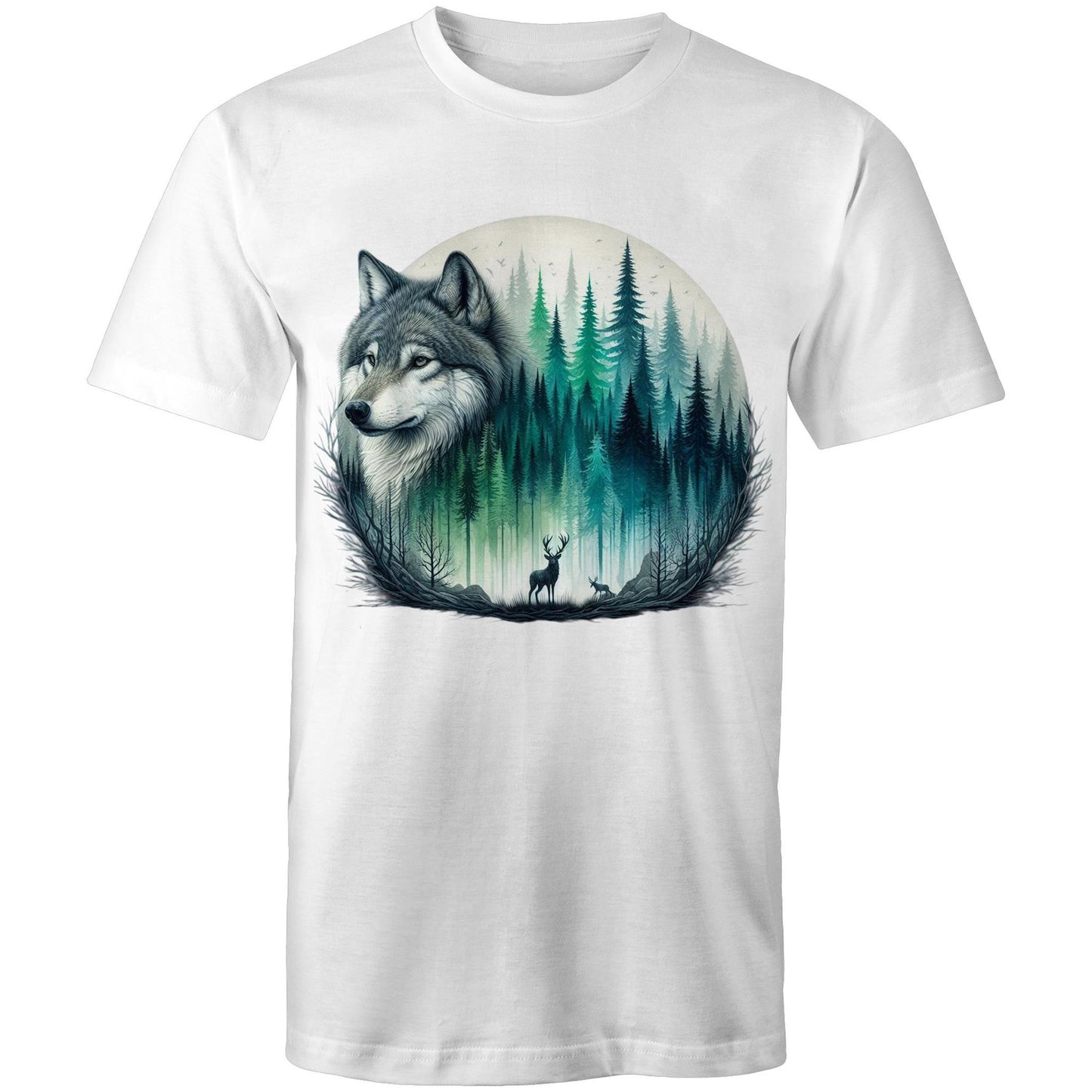 Men's Earthfolk T shirt - Wolf Landscape - The Crescent Moon