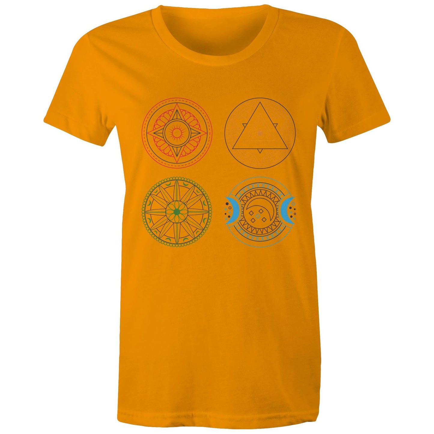 Women's Earthfolk Printed T shirt - Esoteric Mandala - The Crescent Moon