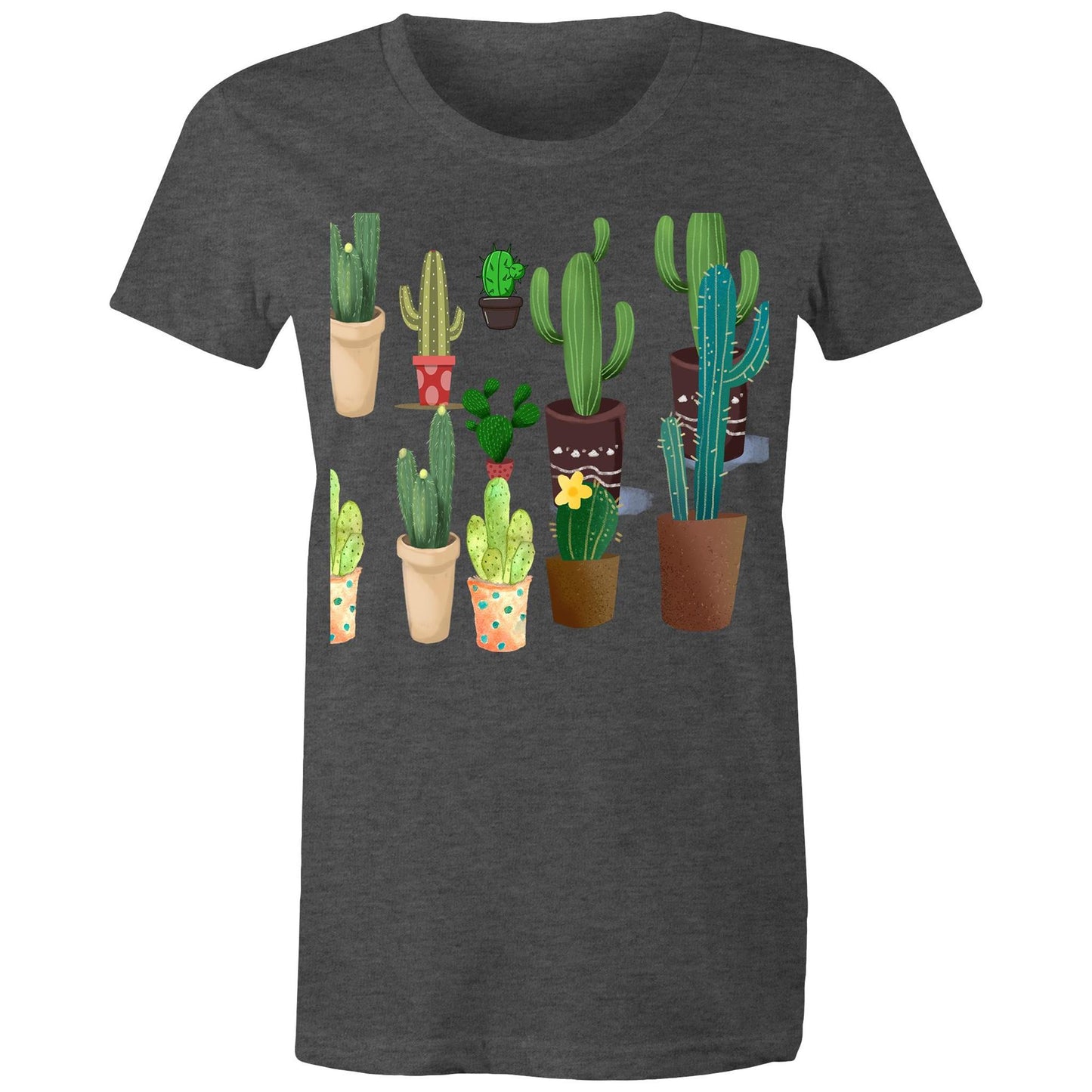 Women's earthfolk Printed T shirt - Succulents / Cactus - The Crescent Moon