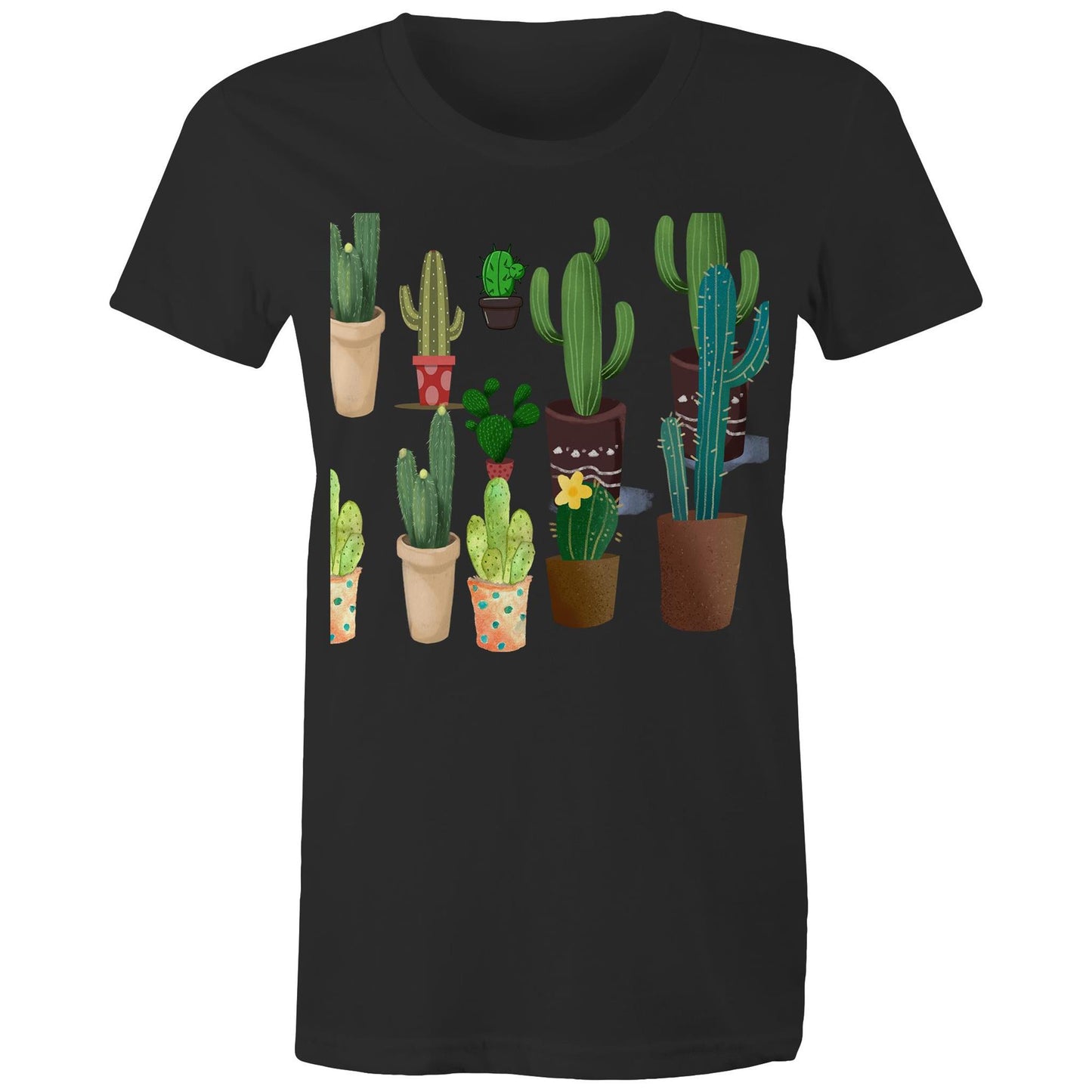 Women's earthfolk Printed T shirt - Succulents / Cactus - The Crescent Moon