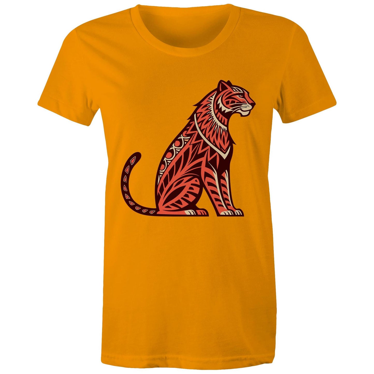 Women's Earthfolk Printed T shirt - Tribal Tiger - The Crescent Moon