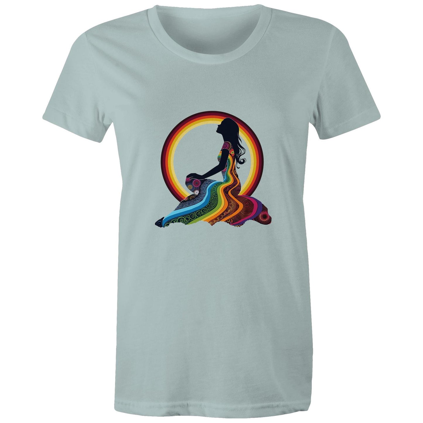 Women's Earthfolk T shirt - Feel the Rainbow - The Crescent Moon