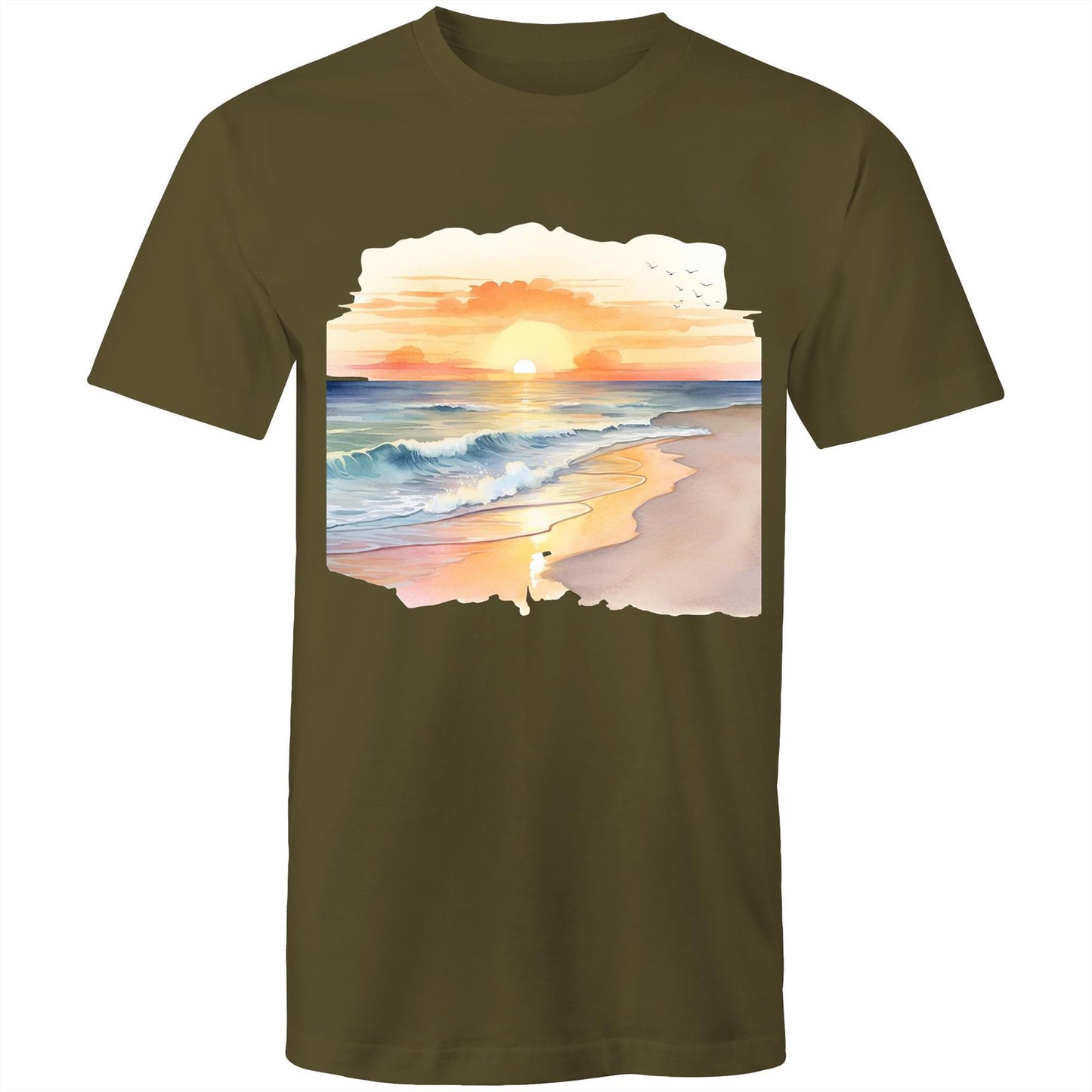 Men's Earthfolk Printed T shirt - Water colour Sunset - The Crescent Moon