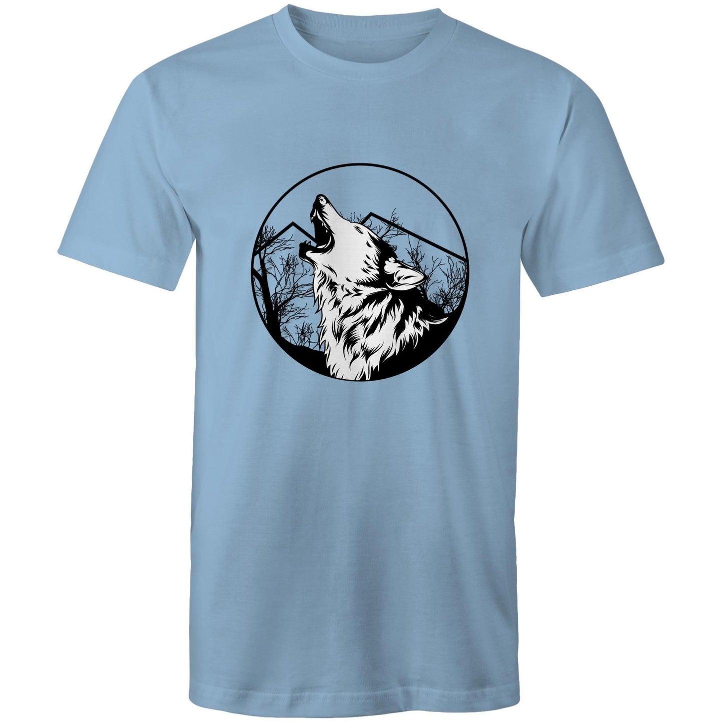 Men's Earthfolk Printed T shirt - Howling Wolf - The Crescent Moon