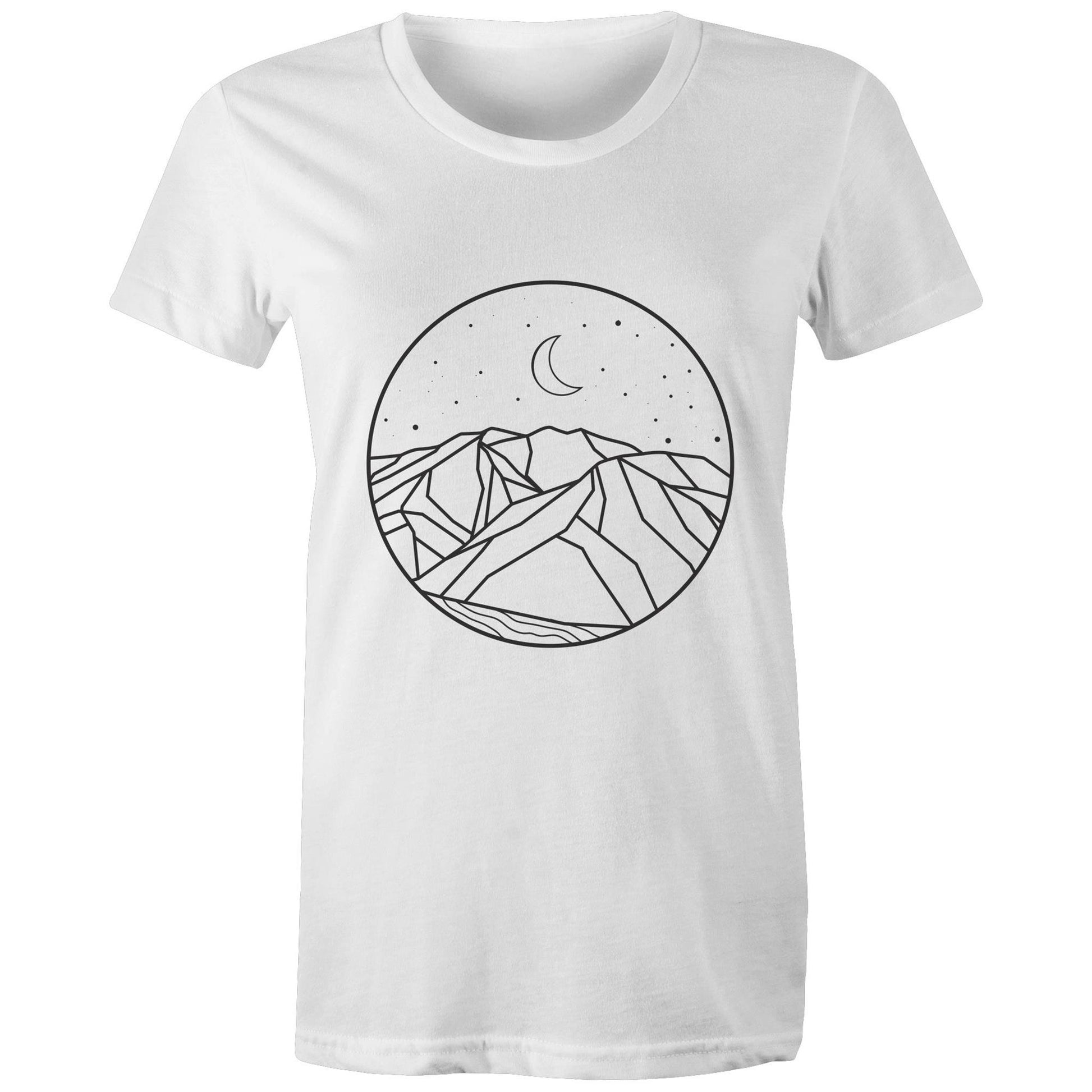 Women's Earthfolk Printed T shirt - Moon Mountain - The Crescent Moon