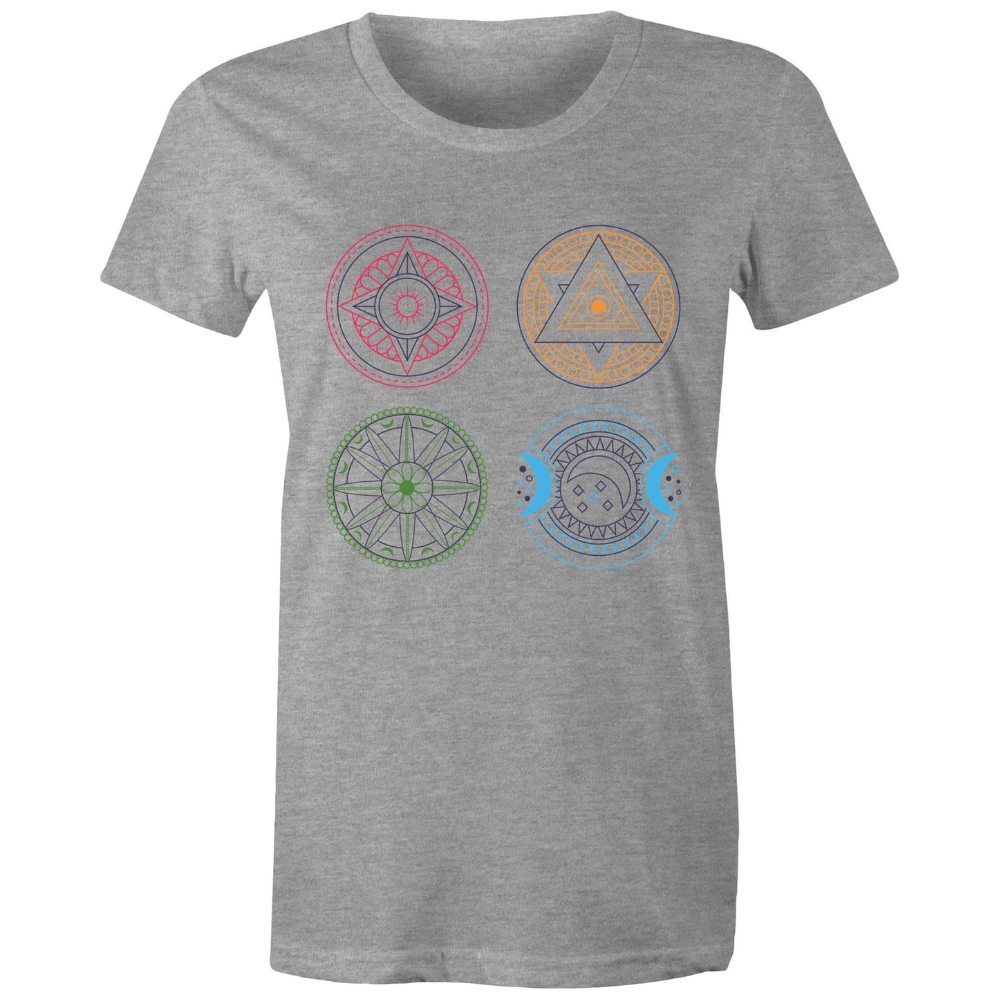 Women's Earthfolk Printed T shirt - Esoteric Mandala - The Crescent Moon