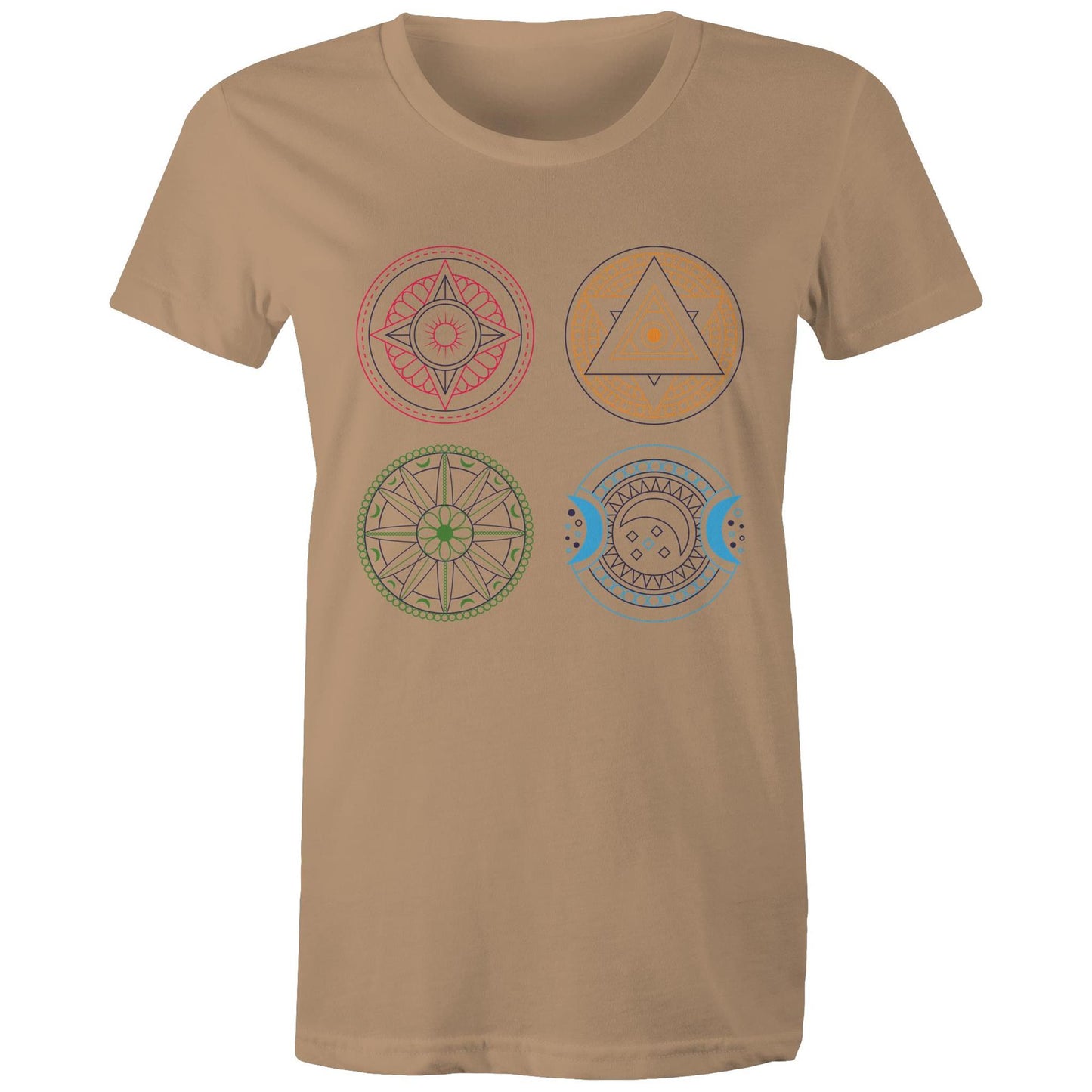 Women's Earthfolk Printed T shirt - Esoteric Mandala - The Crescent Moon
