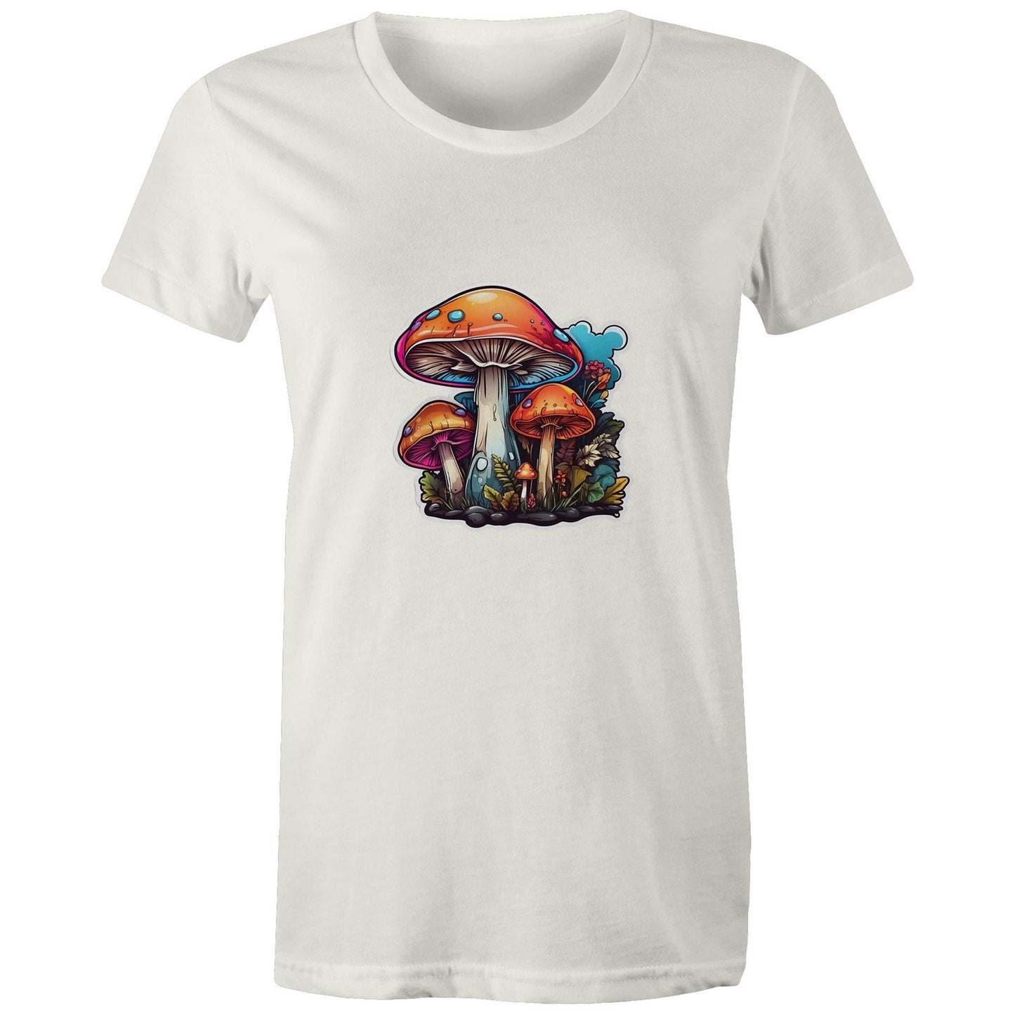 Earthfolk Printed T Shirt - Womens Relaxed Fit - Colourful Mushroom