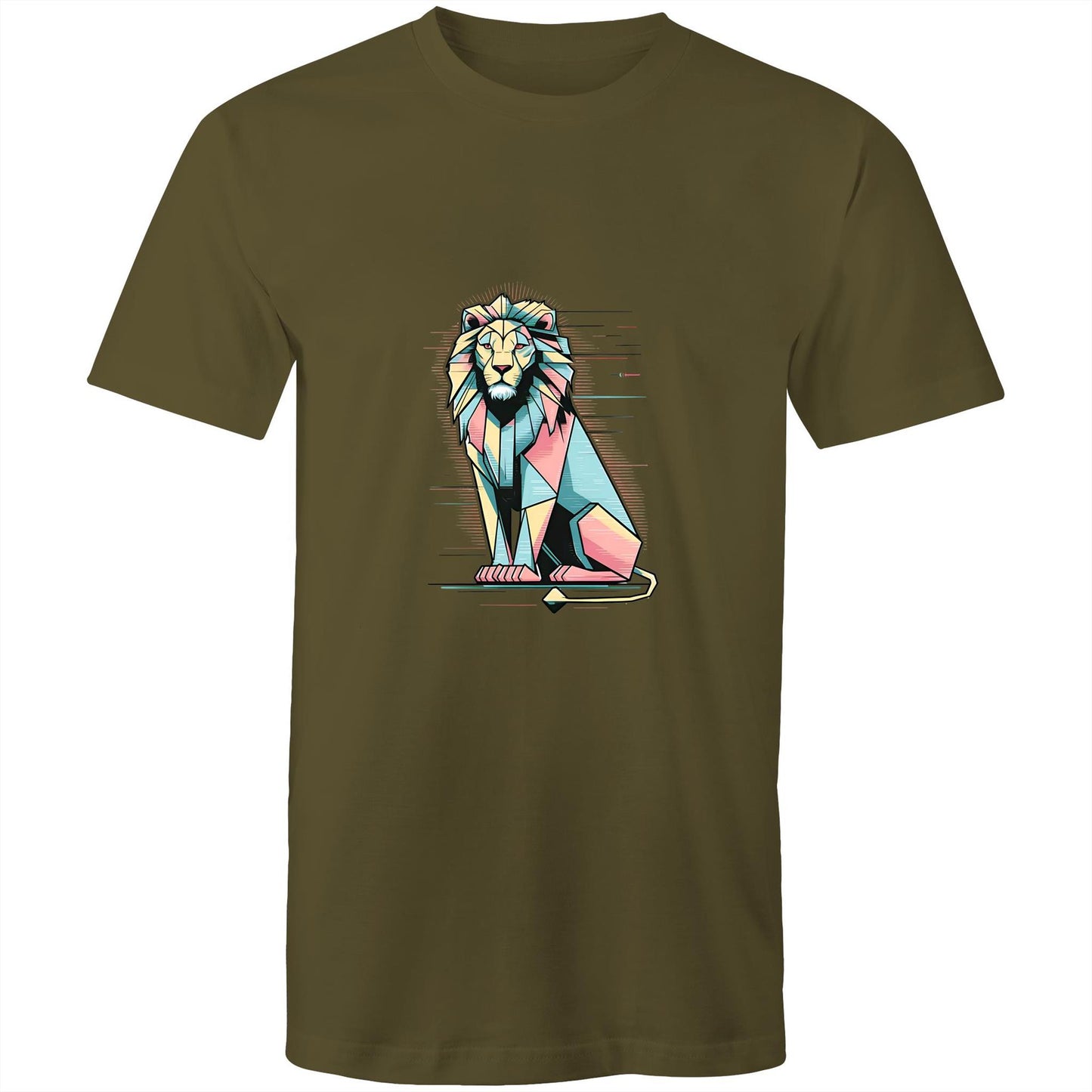 Men's Earthfolk T shirt - Geo Lion - The Crescent Moon